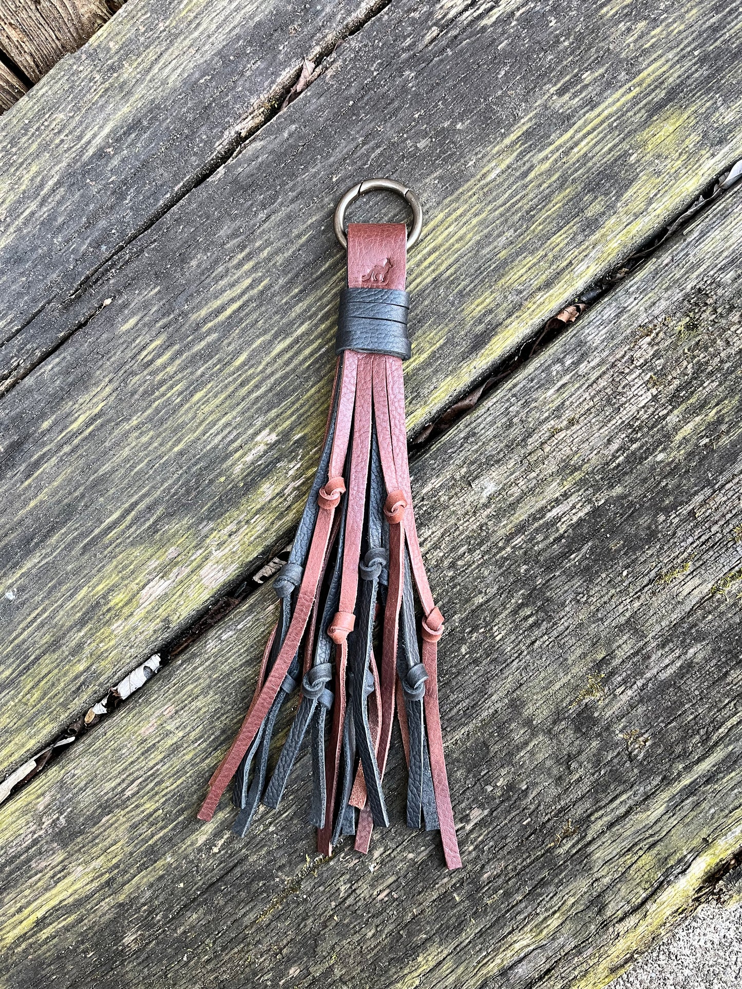 Knotted Leather Tassel in Tobacco & Black 12”-13”