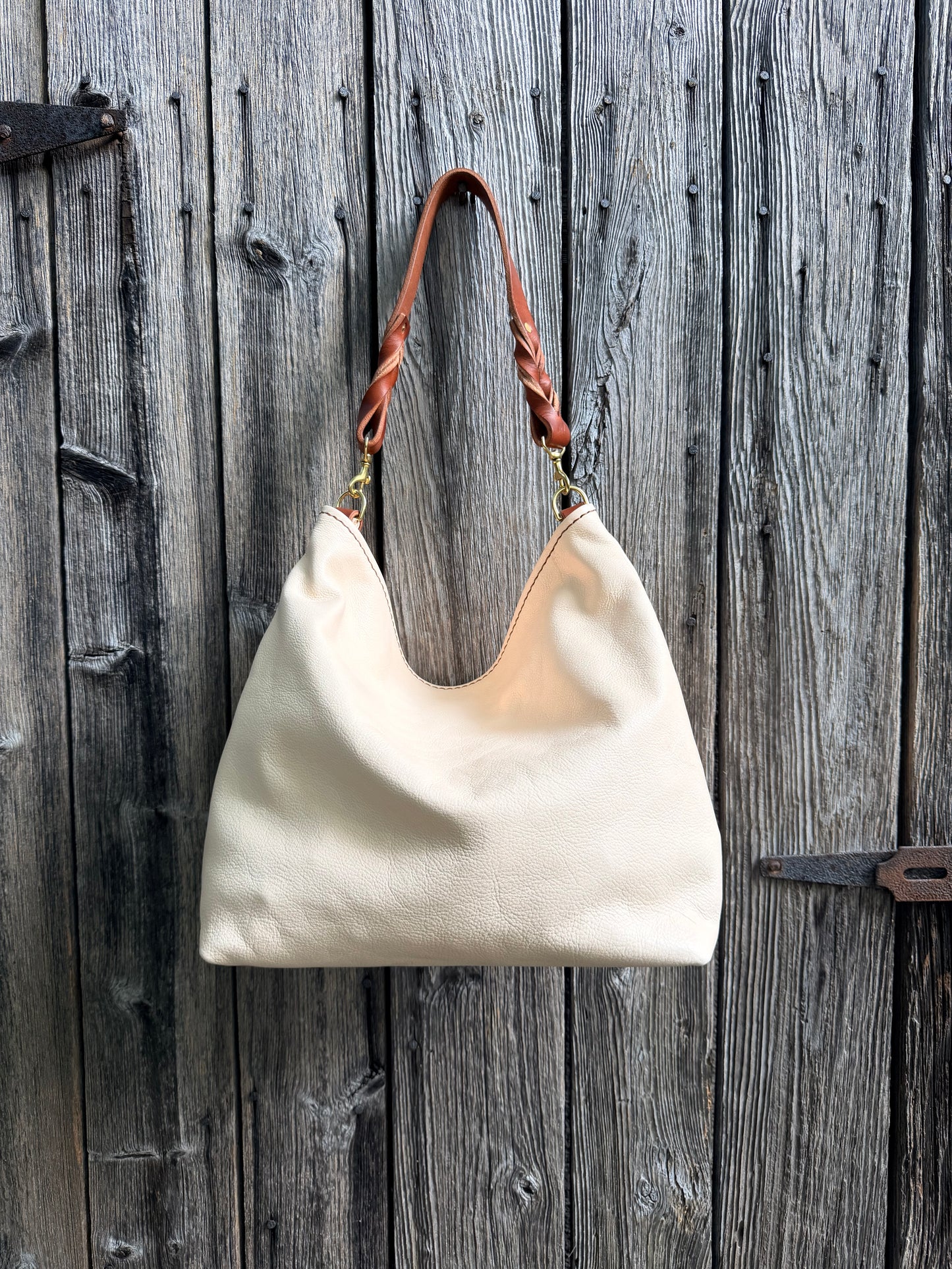 Rodeo Large Bucket in Milled Natural Veg Tan with Braided Strap