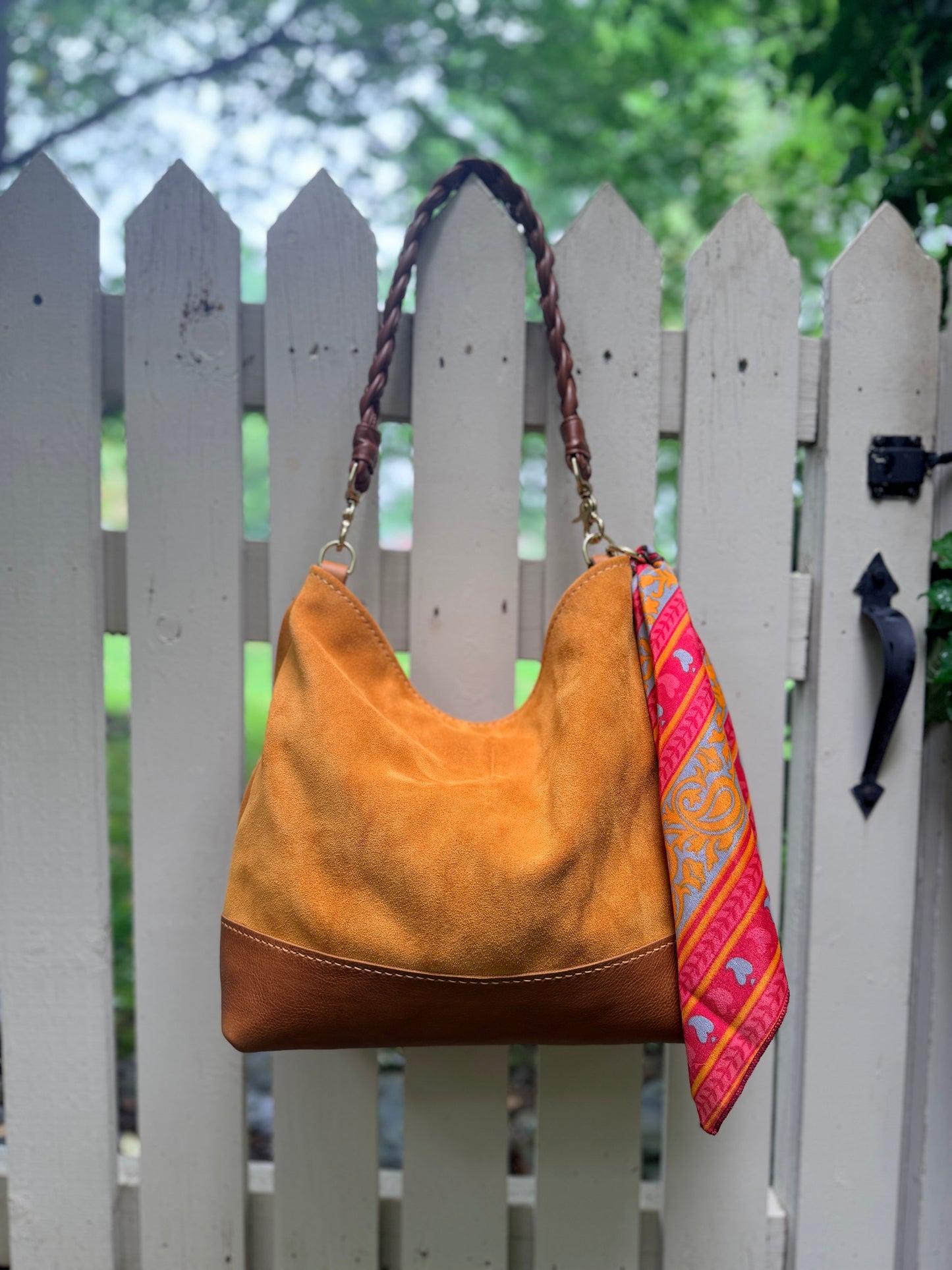 Beach Bucket in Cider Slouchy Suede with KG Braided Strap