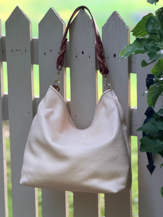 Rodeo Large Bucket in Milled Natural Veg Tan with Braided Strap