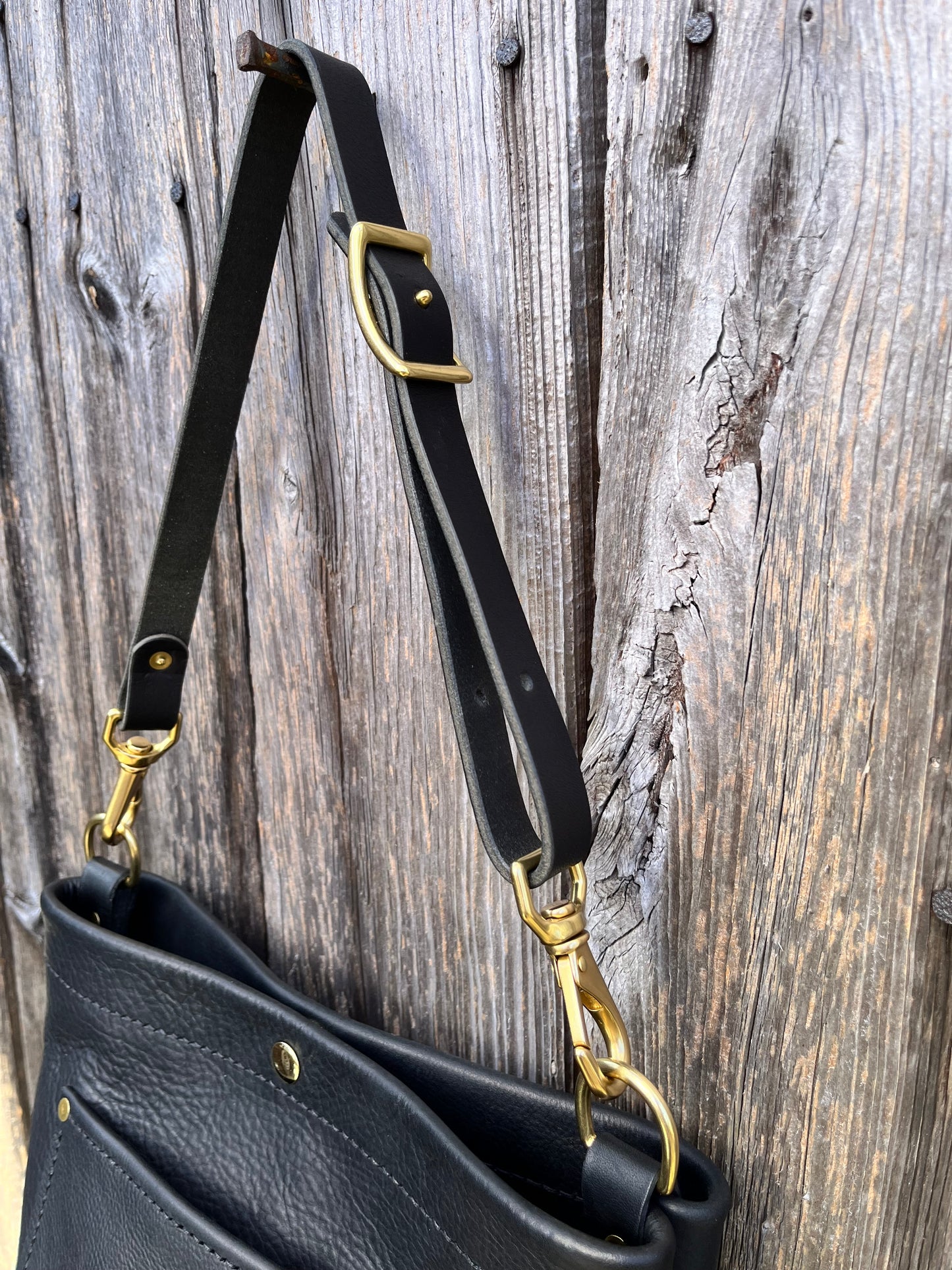 Bonnie Bucket in Black Kodiak with Adjustable Horween Strap