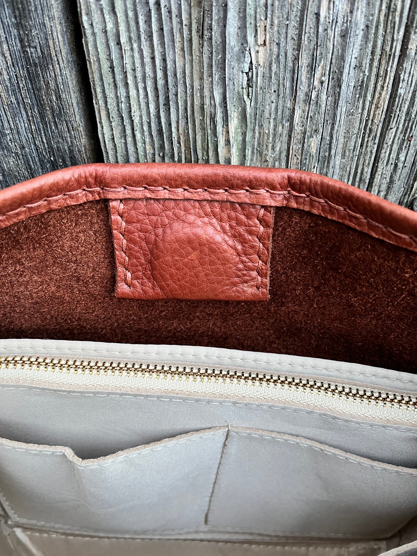 Mimi Slouch Bag in Brandy Naked Cow with Hidden Magnetic Closure