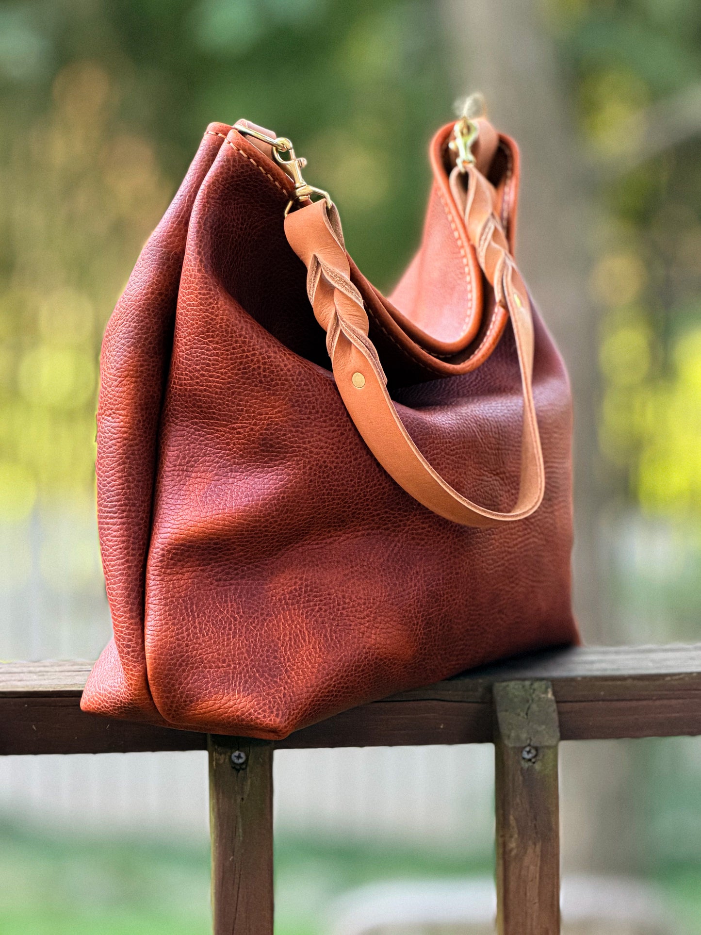 Rodeo Large Bucket in Hot Coals with Horween Braided Strap
