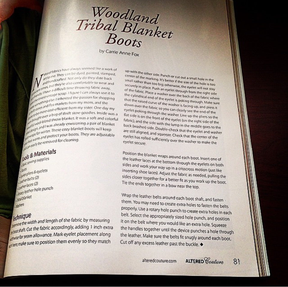 Woodland Tribal Blanket Boots, ALTERED COUTURE, Wearable Art