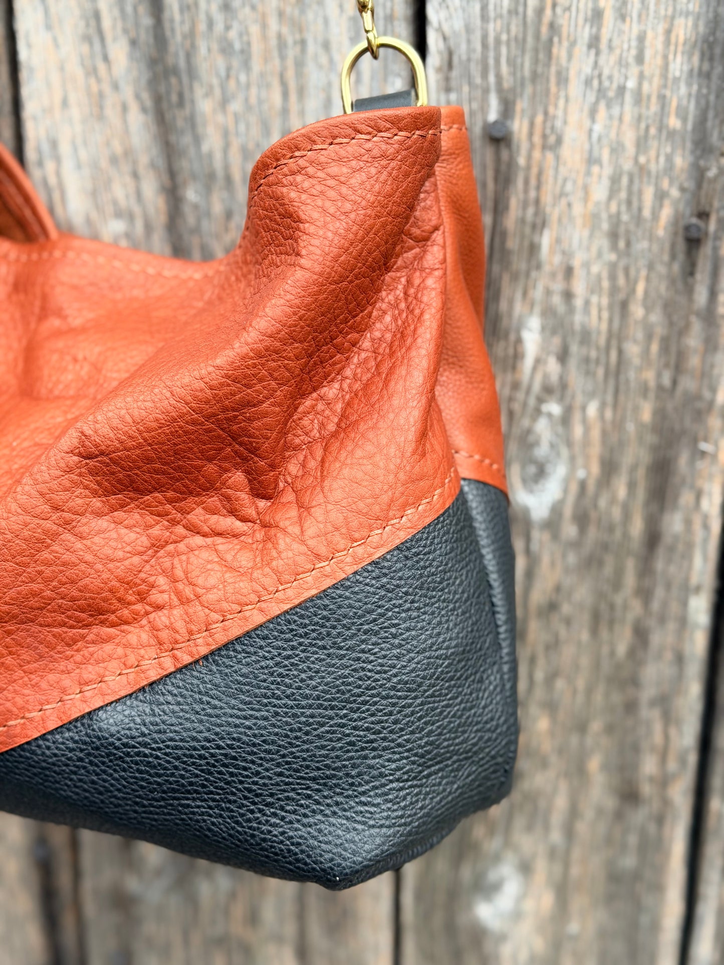Vienna Shoulder Bag in Brandy & Black Leather - CUSTOM