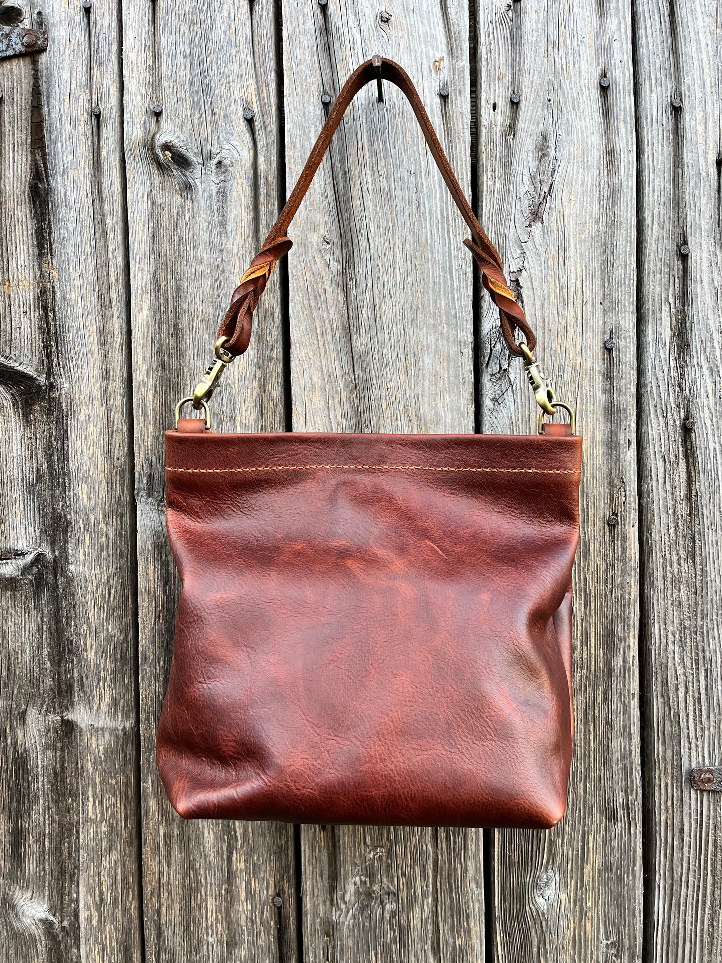 Carrie Hobo in Nutmeg Cowhide with Braided Leather Strap