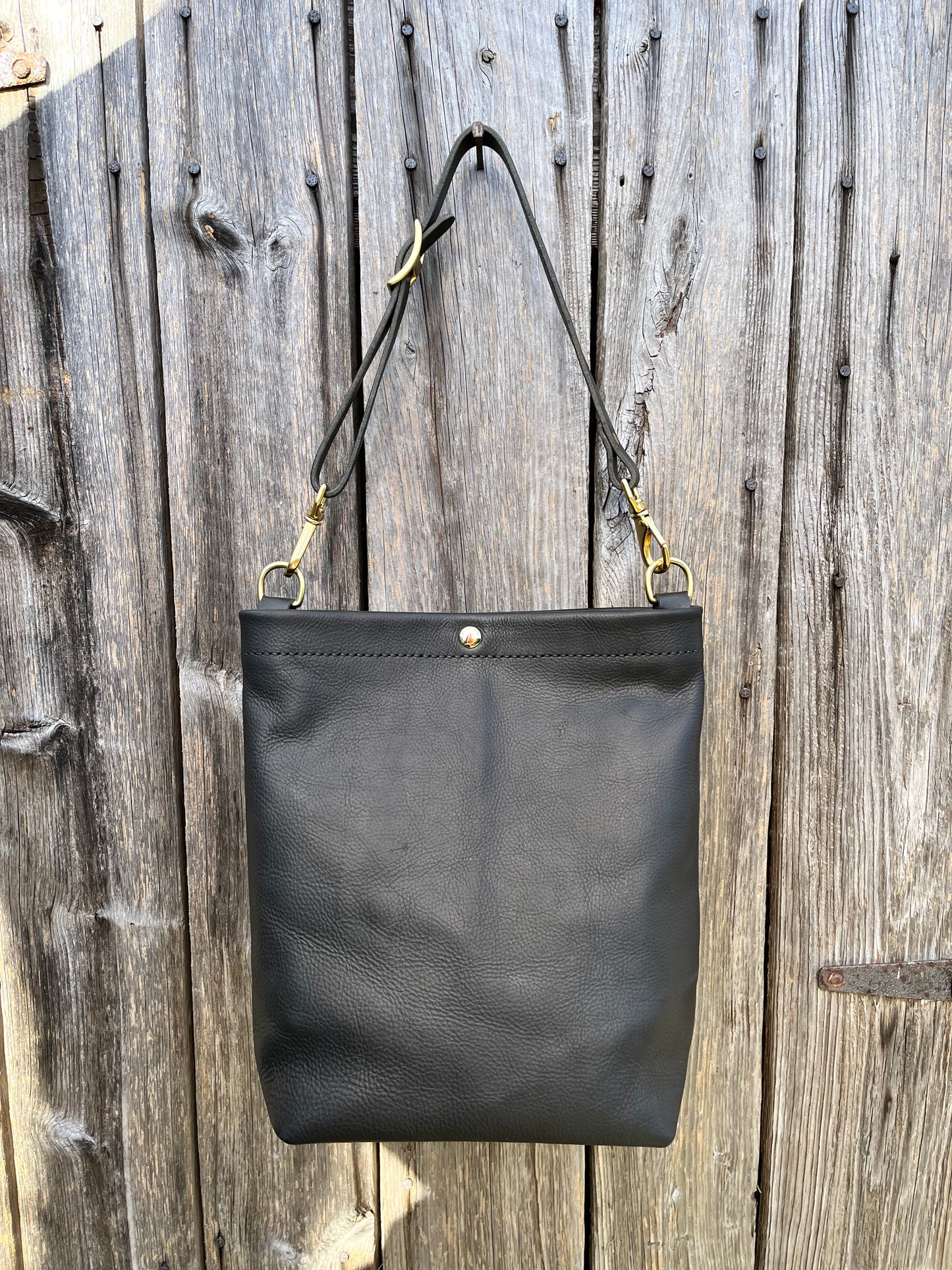 Bonnie Bucket in Black Kodiak with Adjustable Horween Strap
