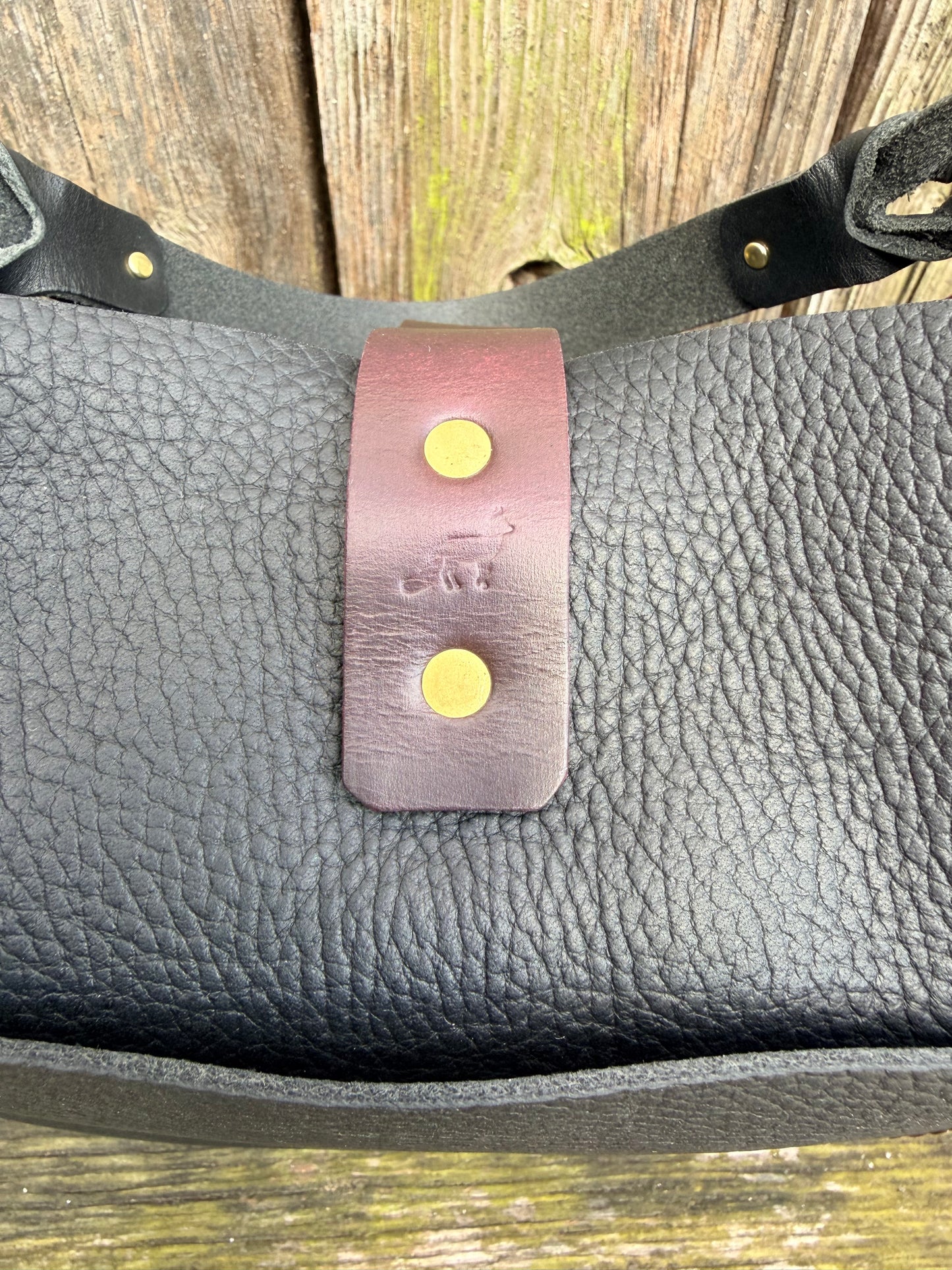 SoHo Handbag in Horween Black Leather with Deep Plum Accents - CUSTOM for Vanessa