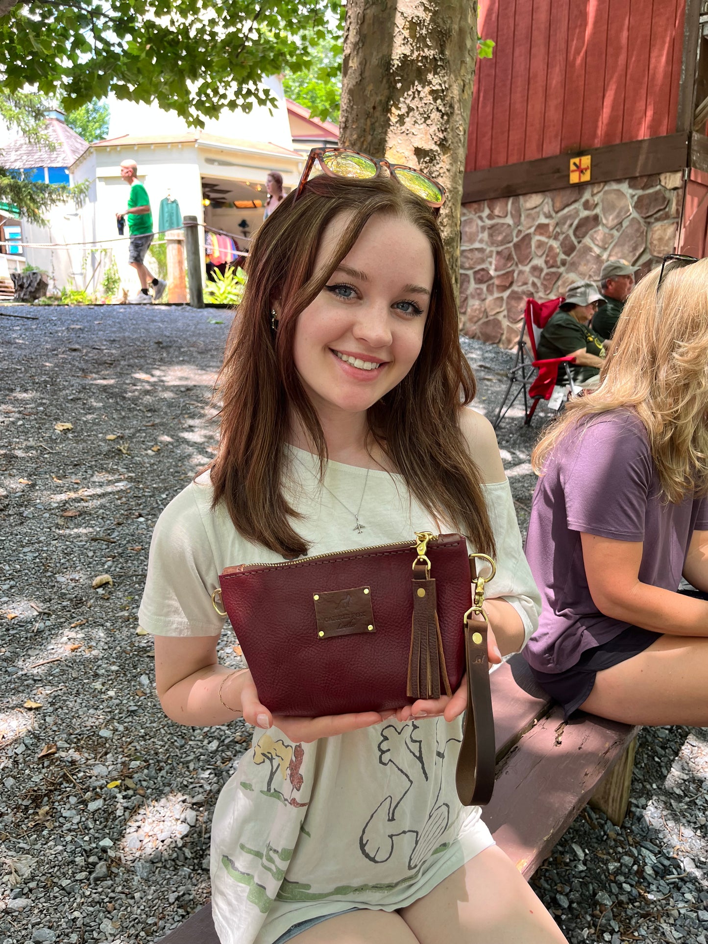 Pipsqueak Wristlet/Crossbody in Bordeaux Italian Veg Tan with Dark Brown Leather Accents
