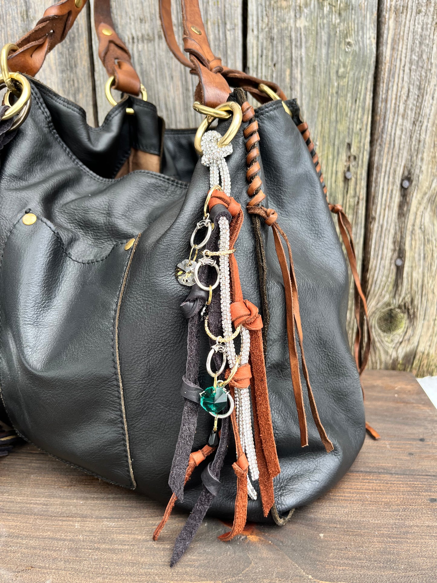 Bohemian Jewel Knotted Leather Tassel