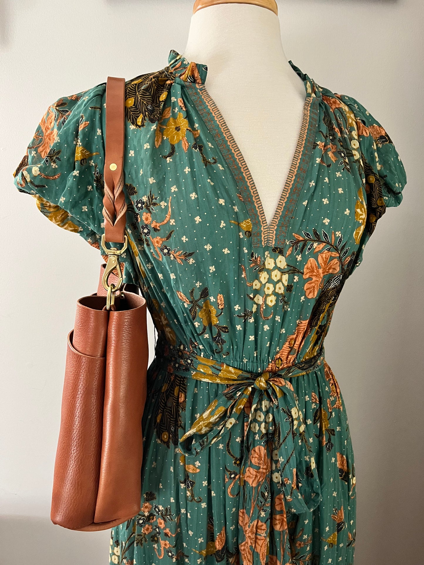 Emma Shoulder Bag in Wickett & Craig Milled Buck Brown with Longer Braided Leather Strap
