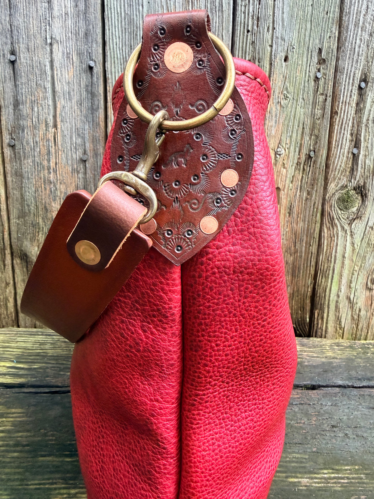 Willy Bucket in Premium Barn Red Bison with Guitar Strap