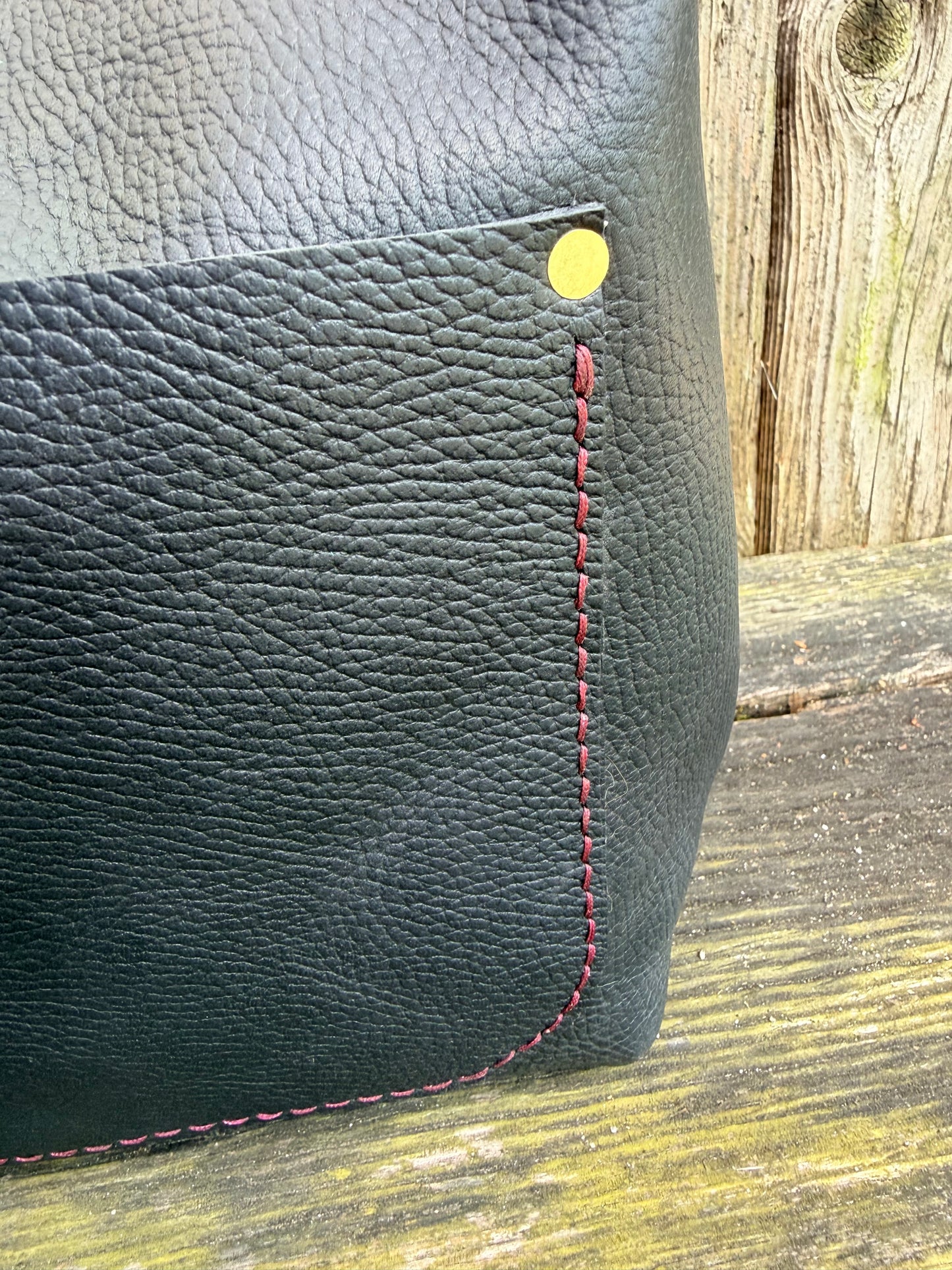 SoHo Handbag in Horween Black Leather with Deep Plum Accents - CUSTOM for Vanessa