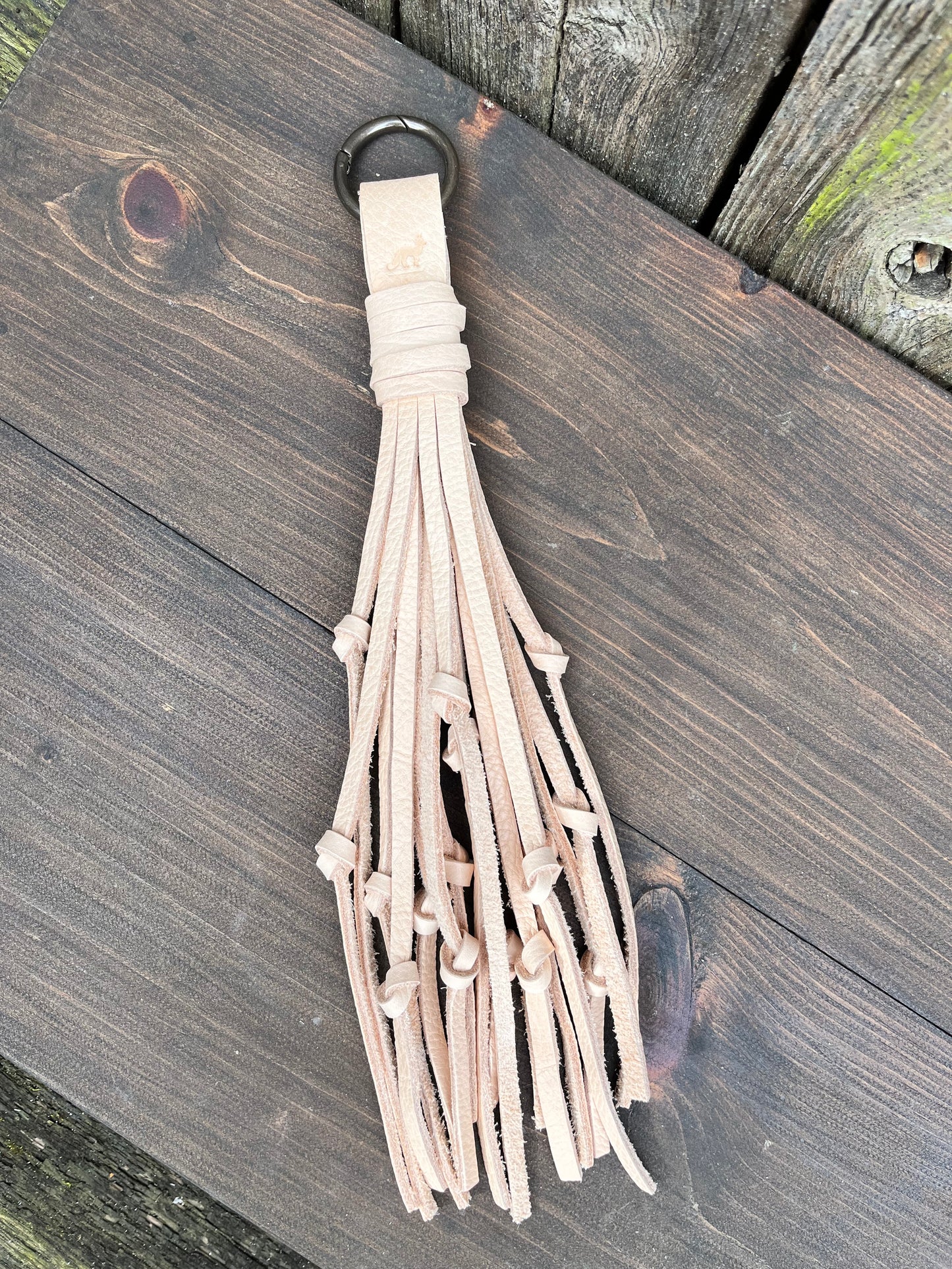Extra Long Knotted Leather Tassel in Natural Veg Tan 15”