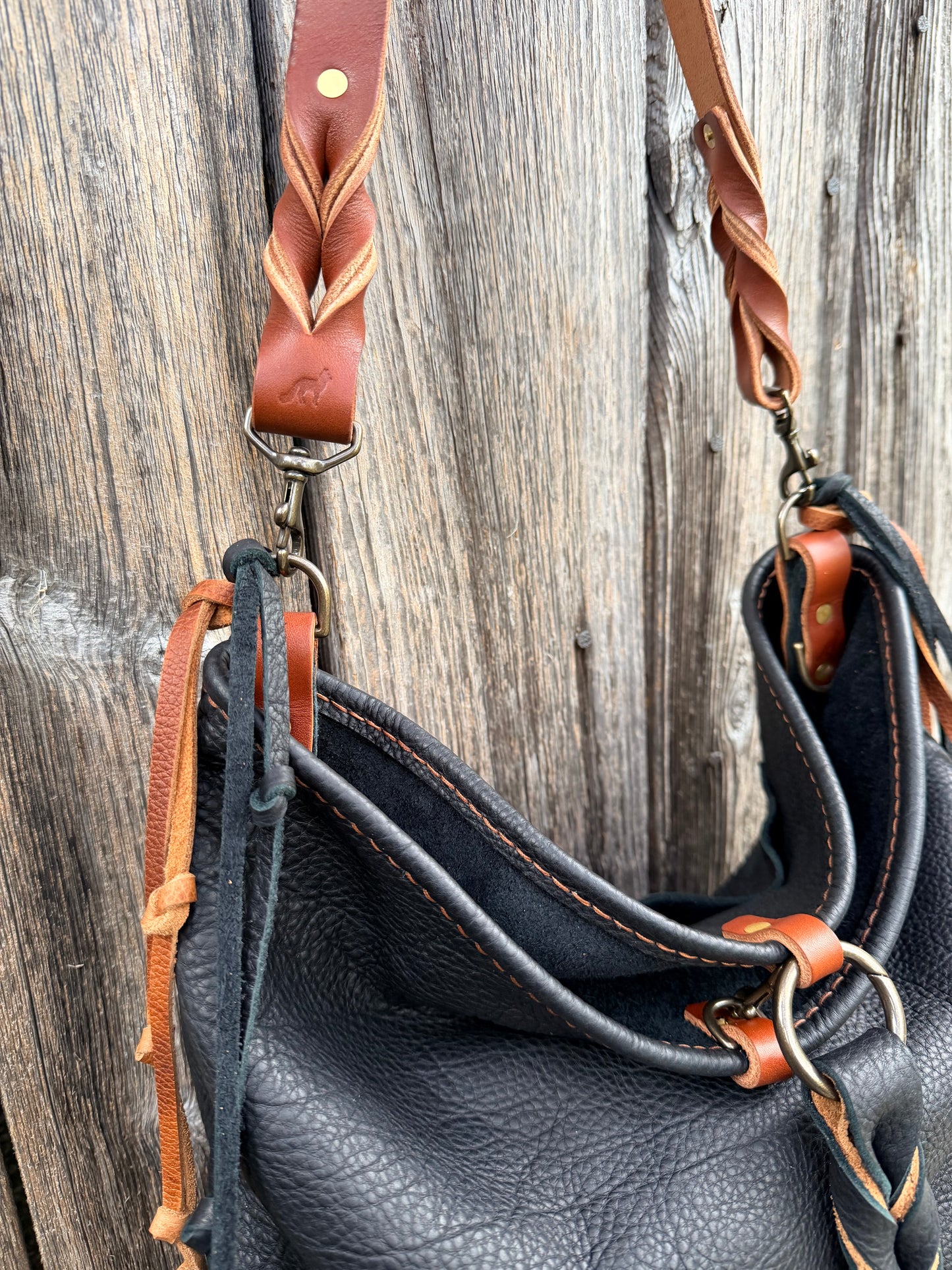 Chalet Bag in Distressed Black Bison