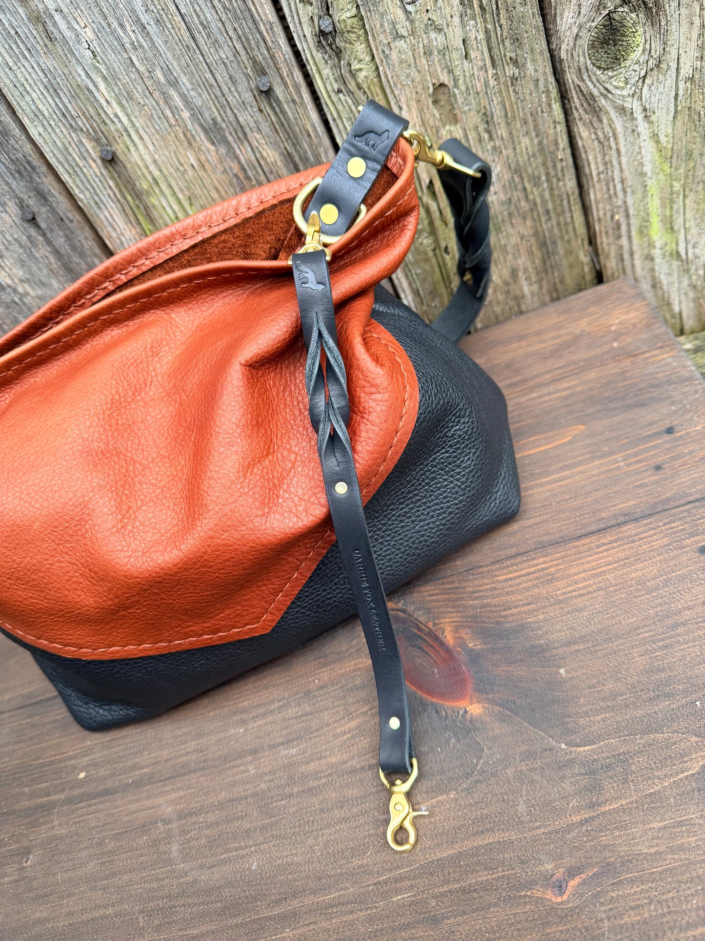 Vienna Shoulder Bag in Brandy & Black Leather - CUSTOM