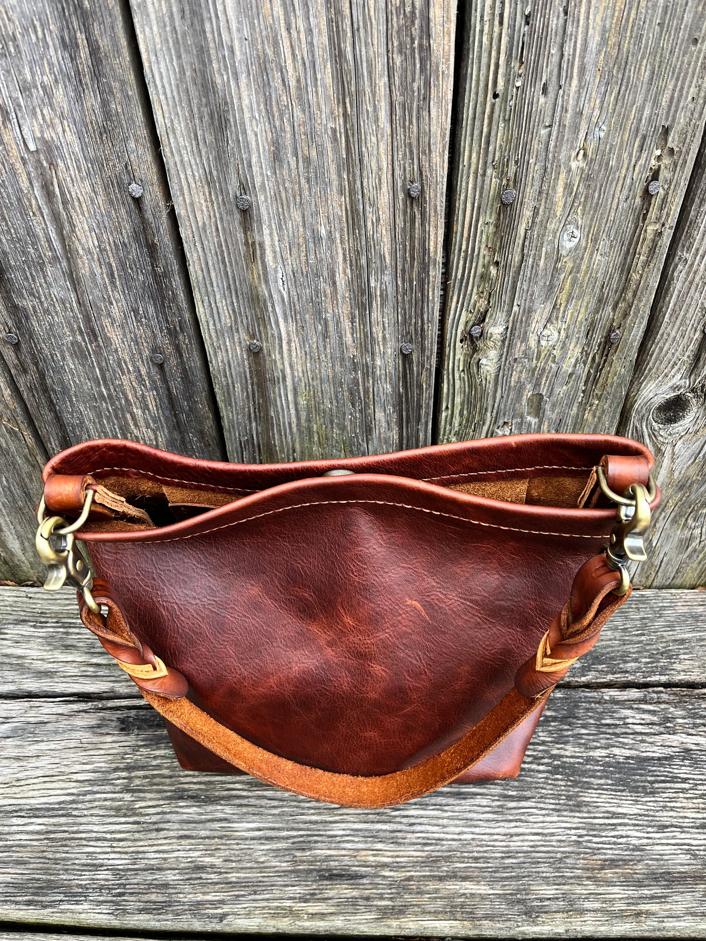 Carrie Hobo in Nutmeg Cowhide with Braided Leather Strap