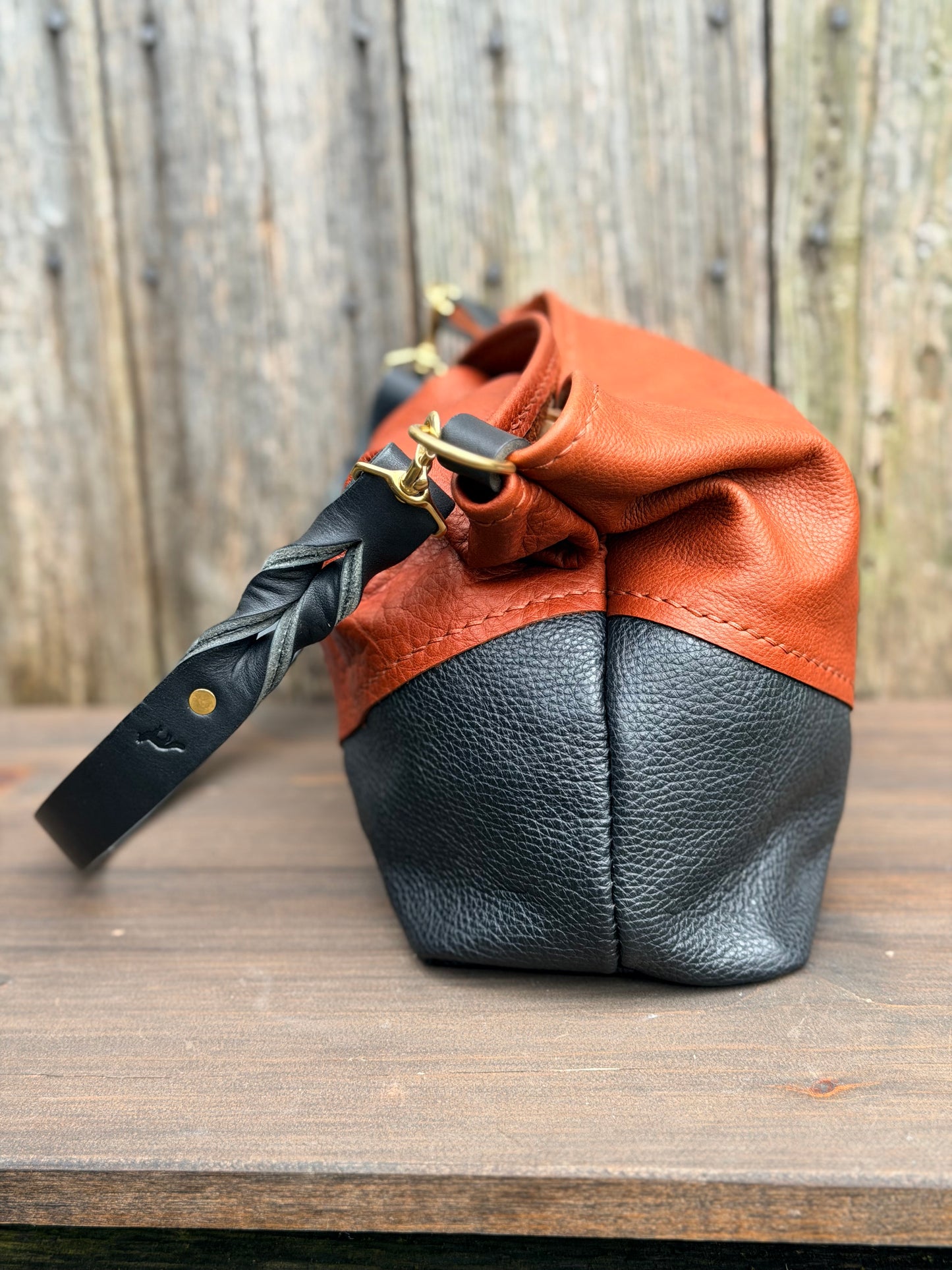 Vienna Shoulder Bag in Brandy & Black Leather - CUSTOM