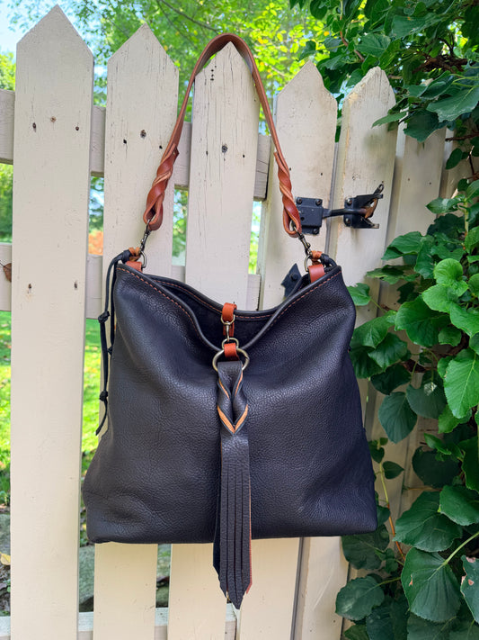 Chalet Bag in Distressed Black Bison for Lisa