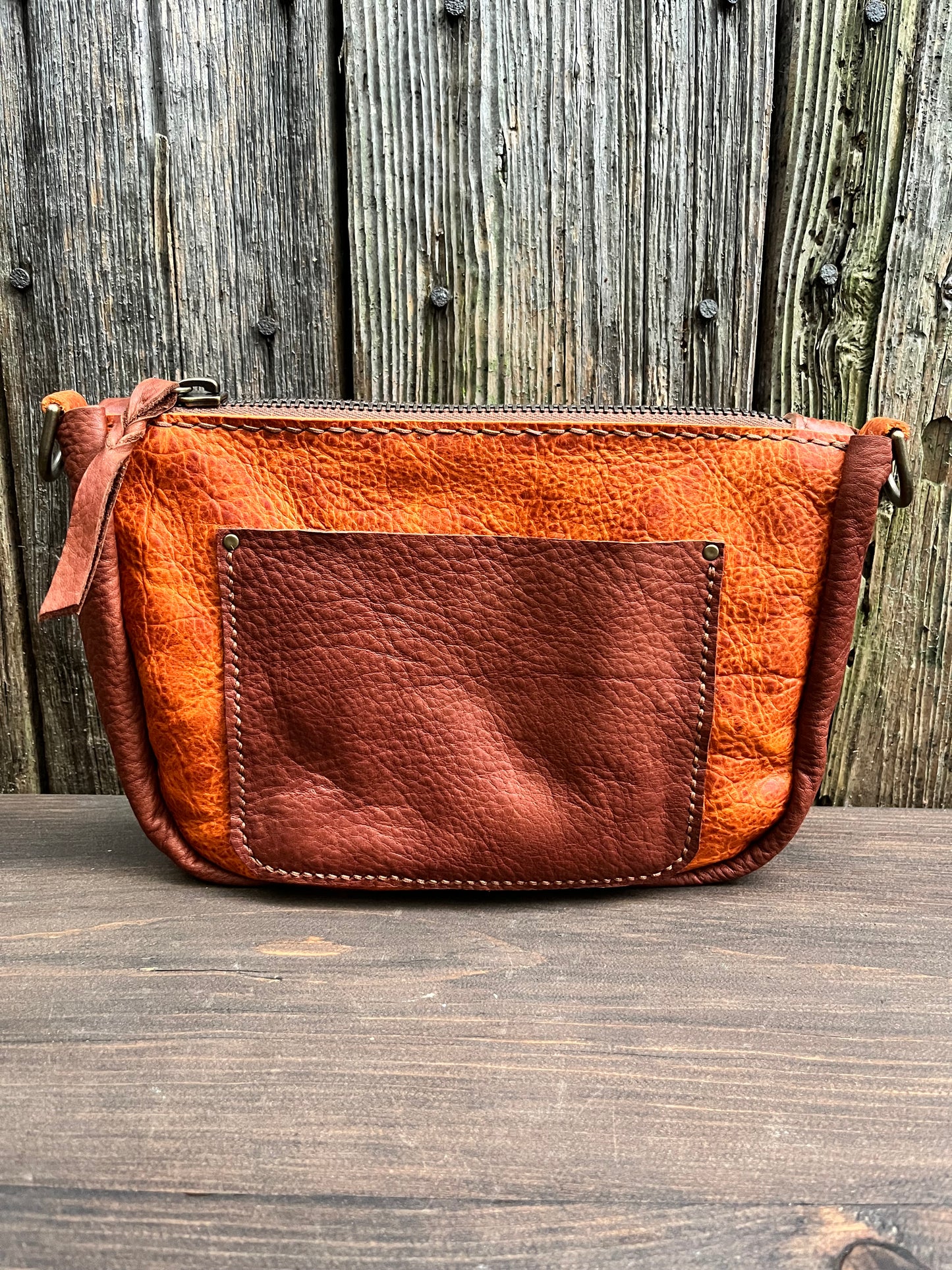 Poppy Crossbody in Butternut Bison with Brandy Naked Cow