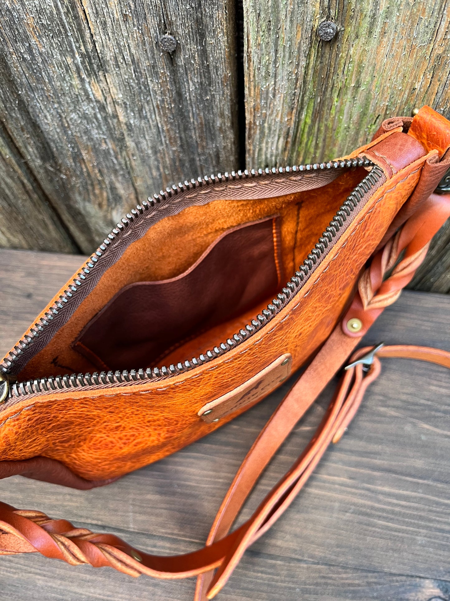 Poppy Crossbody in Butternut Bison with Brandy Naked Cow