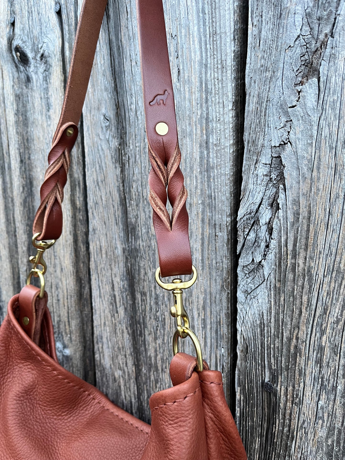 Mimi Slouch Bag in Brandy Naked Cow with Hidden Magnetic Closure