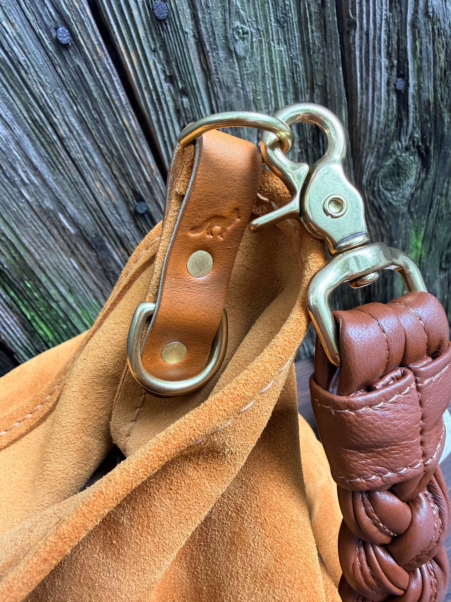 Beach Bucket in Cider Slouchy Suede with KG Braided Strap