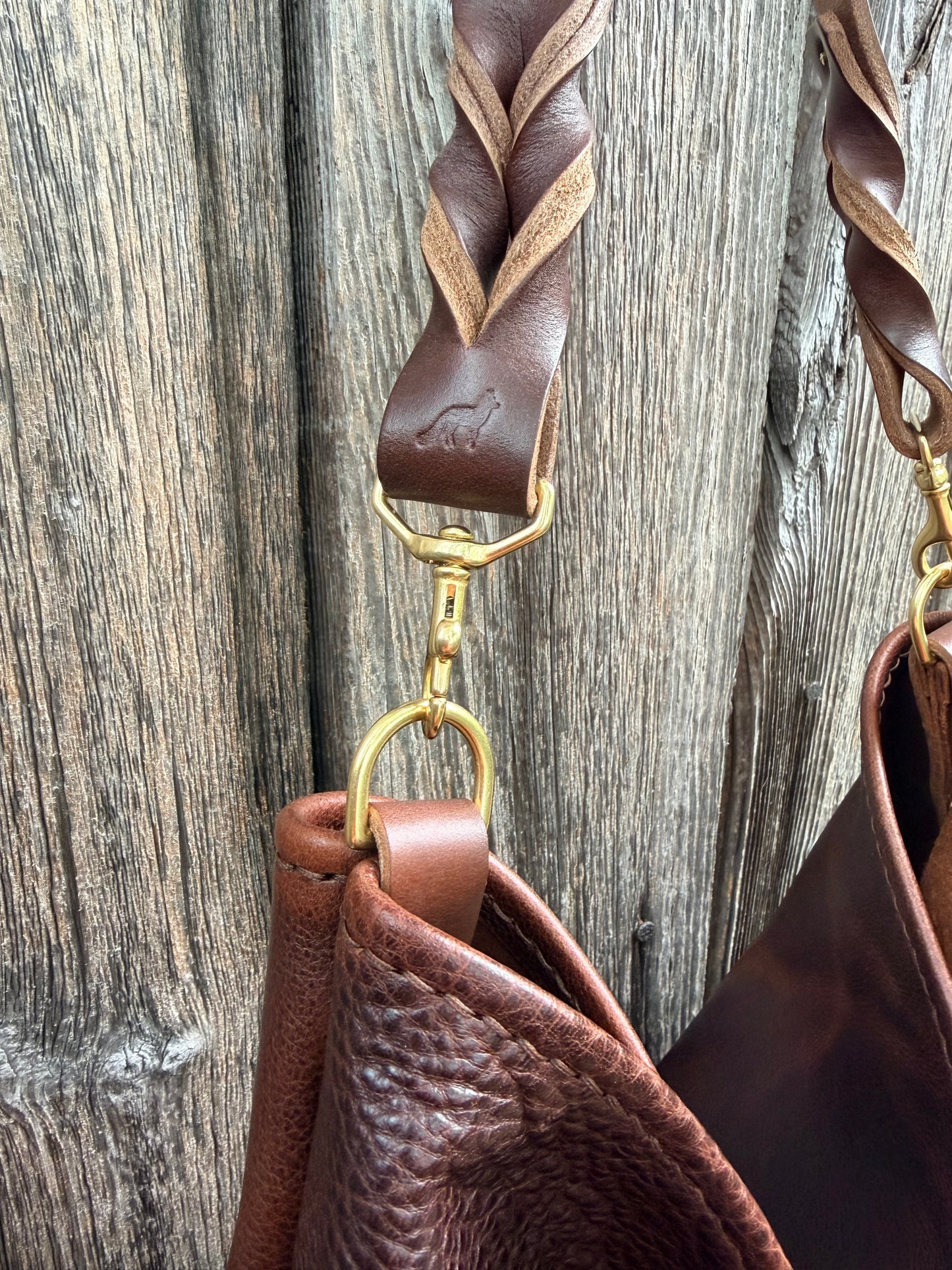 Rodeo Large Bucket in Dark Brown Bulldog with Braided Horween Strap