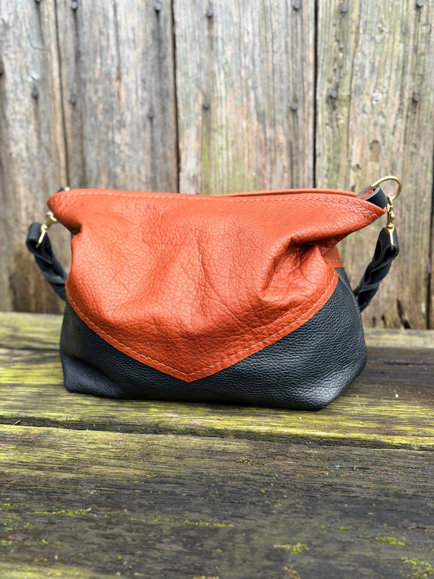 Vienna Shoulder Bag in Brandy & Black Leather - CUSTOM