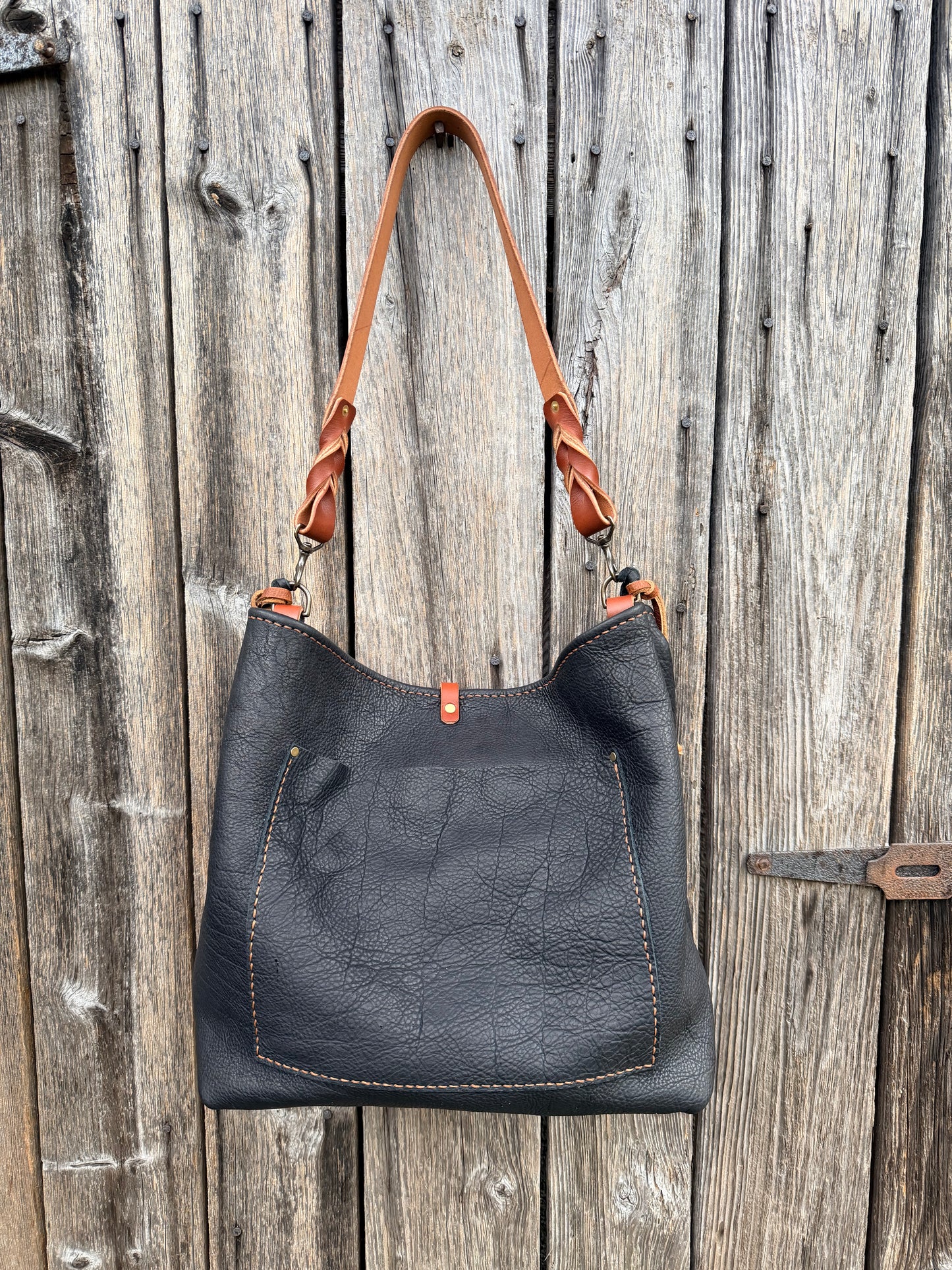 Chalet Bag in Distressed Black Bison