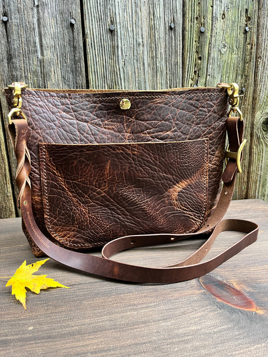 Leather Crossbody in Woodstock Distressed Bison