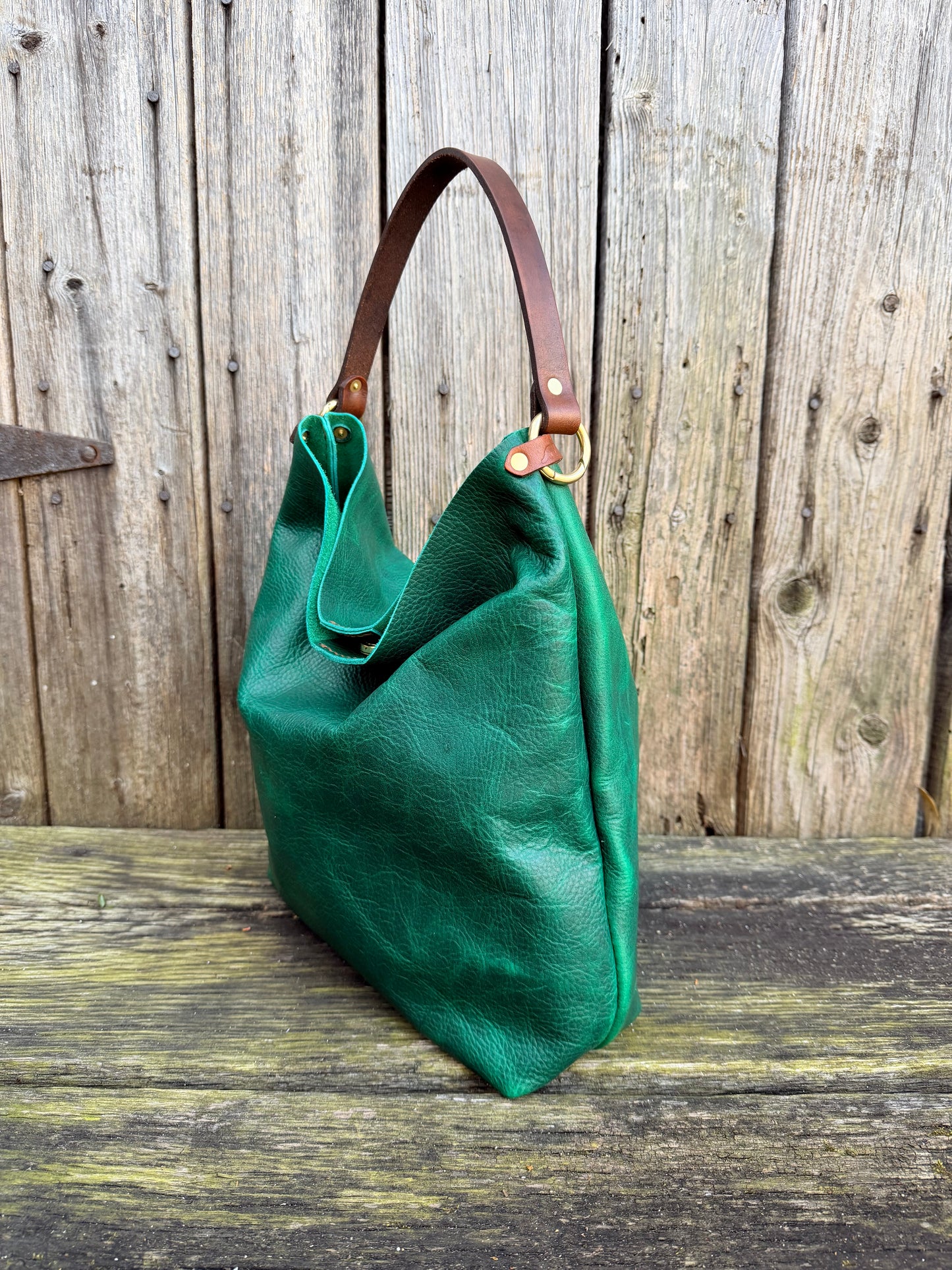Scout Bucket in Emerald Cowhide