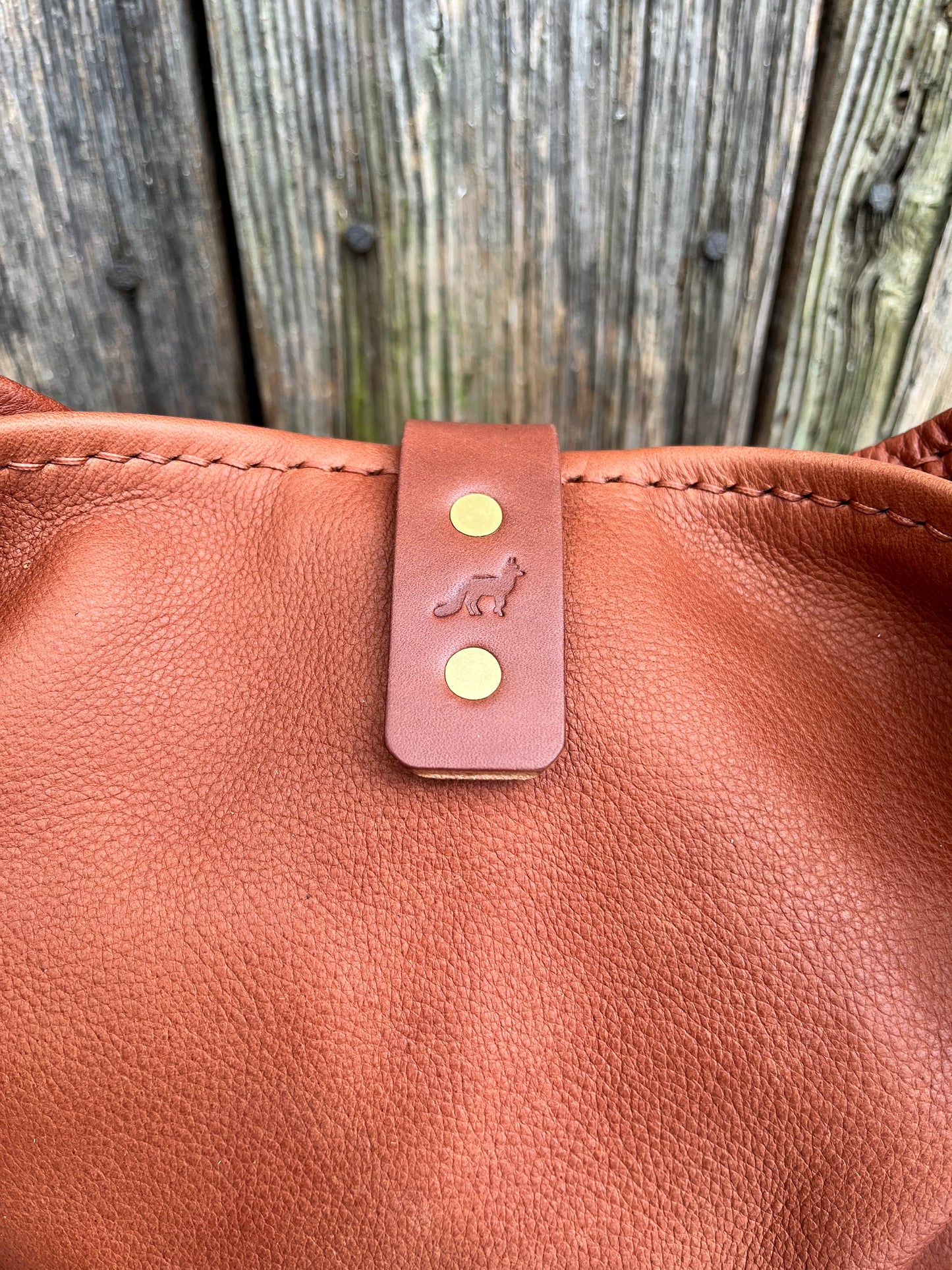 Mimi Slouch Bag in Brandy Naked Cow with Leather Tassel Closure