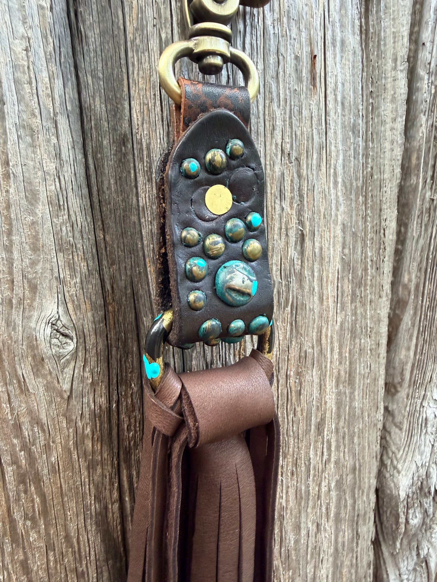 Boho Grungy Boot Strap Tassel in Dark Brown Deerskin, OOAK