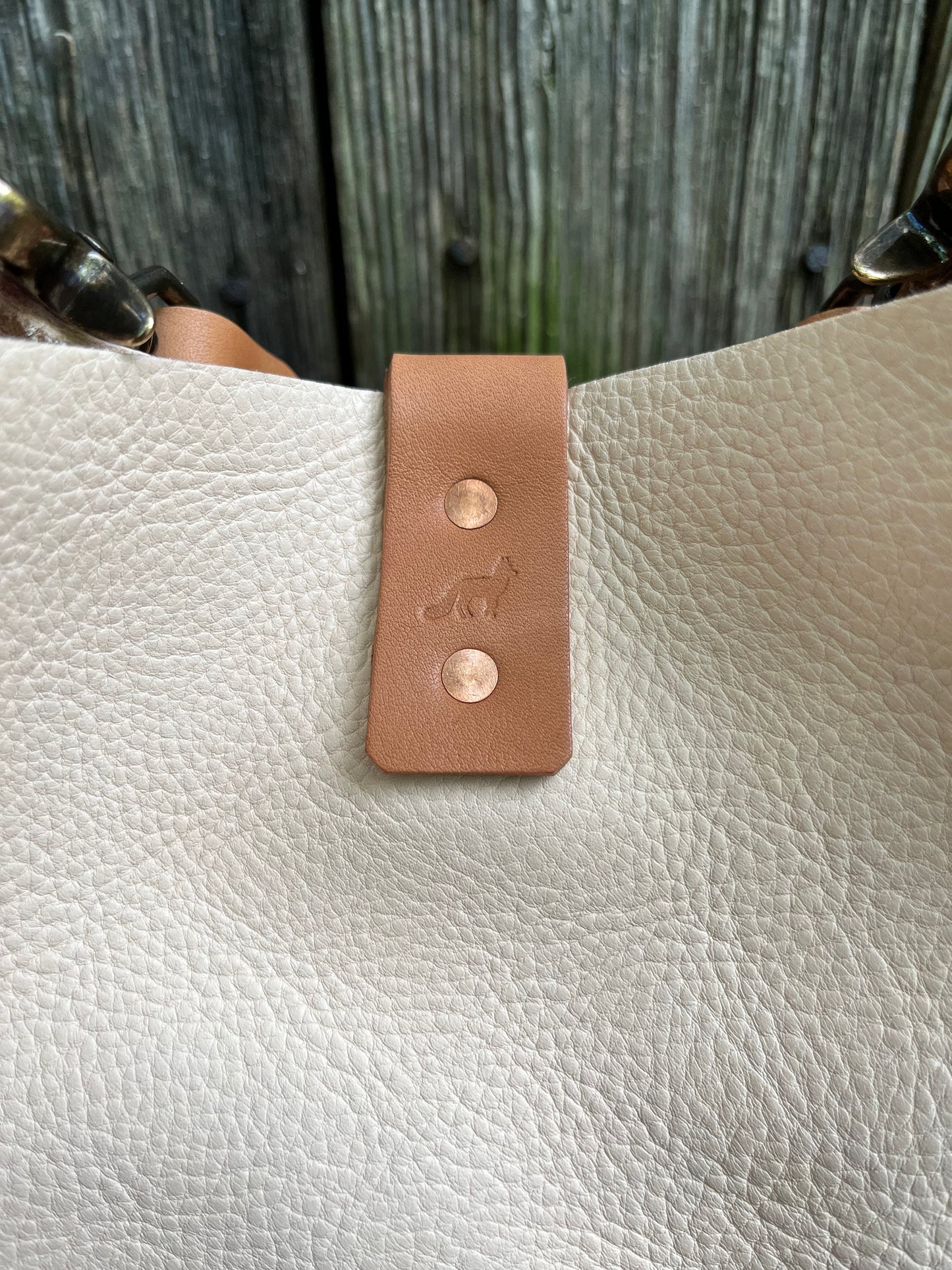 Barcelona Mini Bucket in Vanilla Milled Veg Tan with Horween Essex Handle & Fox Tag Tassel