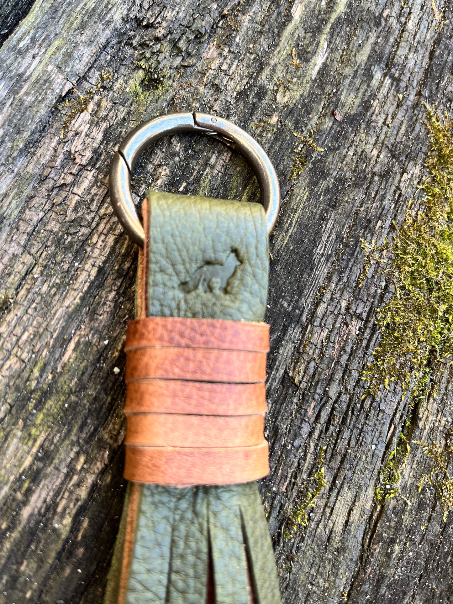 Knotted Leather Tassel Mini in Olive & Maverick 7”-8”