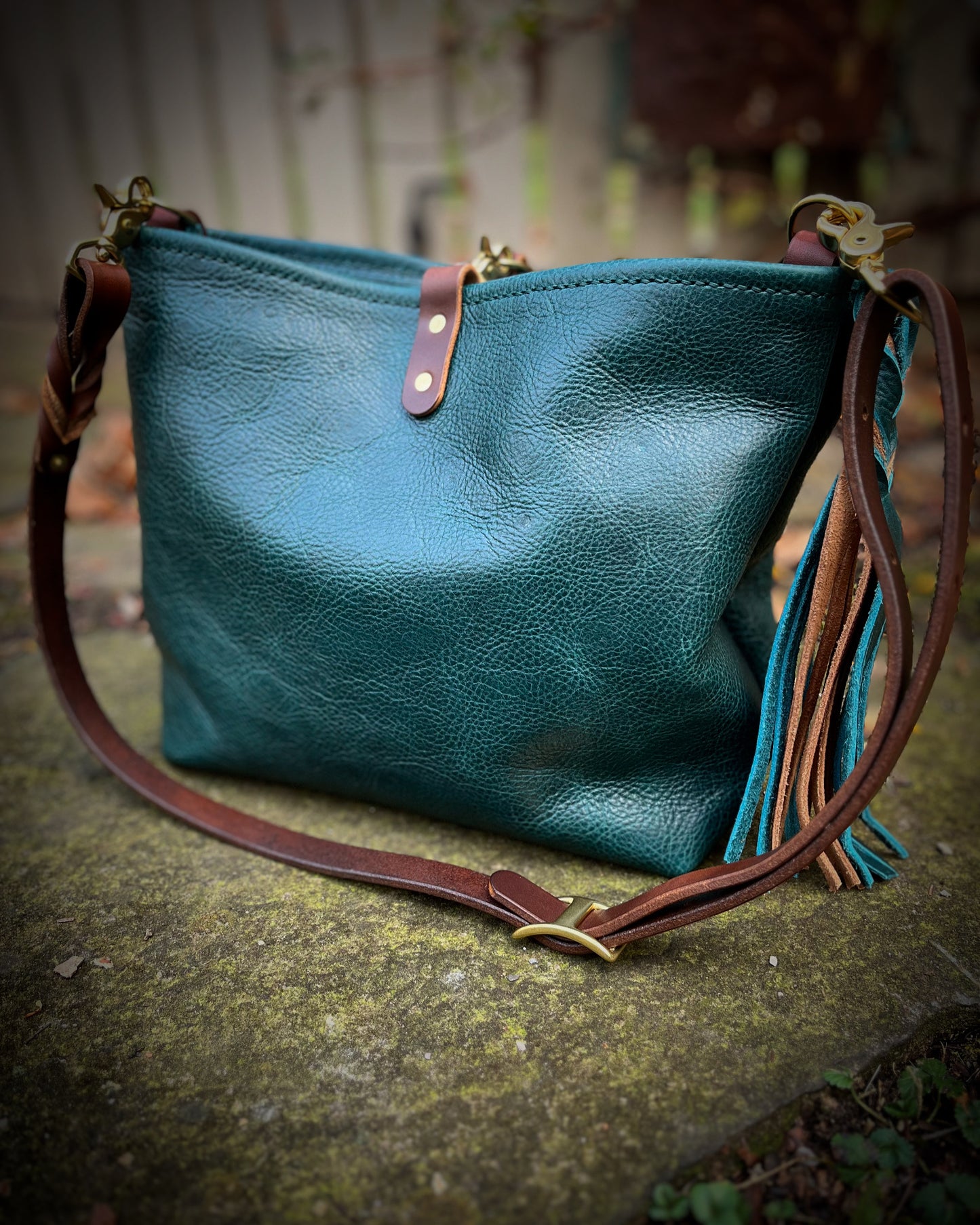 Mimi Slouch Bag in Blue Spruce with Trigger Snap Closure