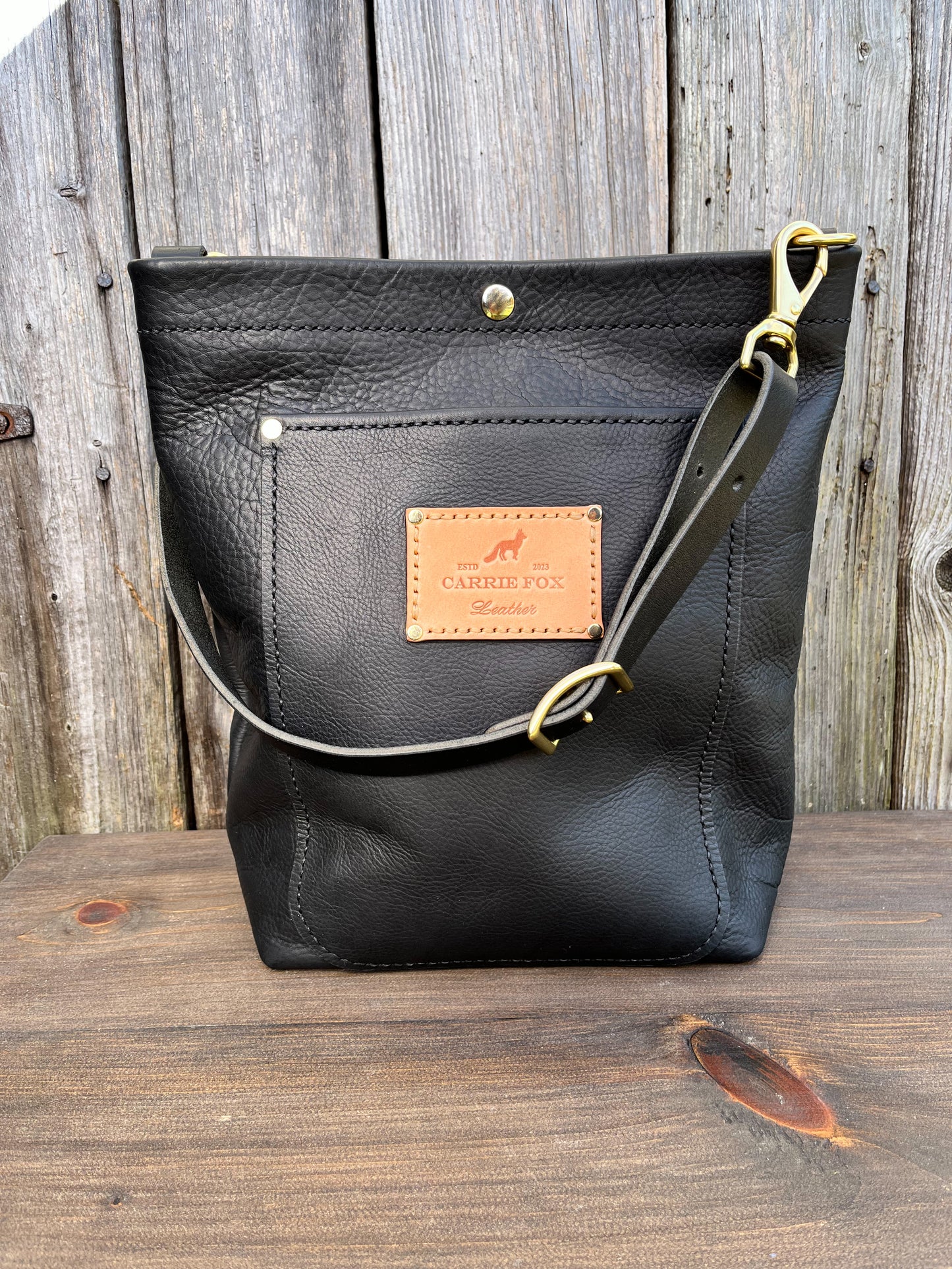 Bonnie Bucket in Black Kodiak with Adjustable Horween Strap