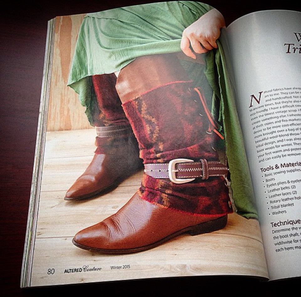 Woodland Tribal Blanket Boots, ALTERED COUTURE, Wearable Art