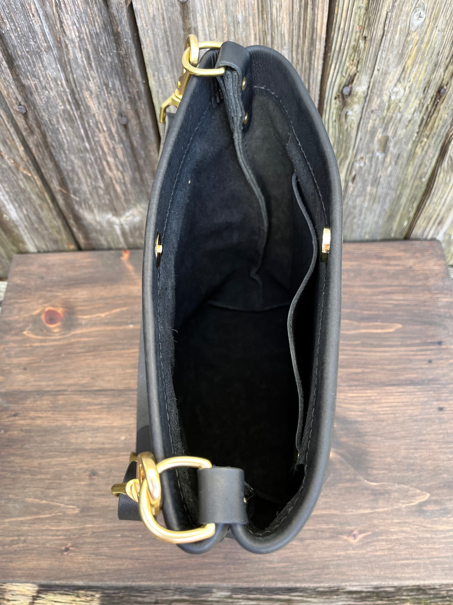 Bonnie Bucket in Black Kodiak with Adjustable Horween Strap