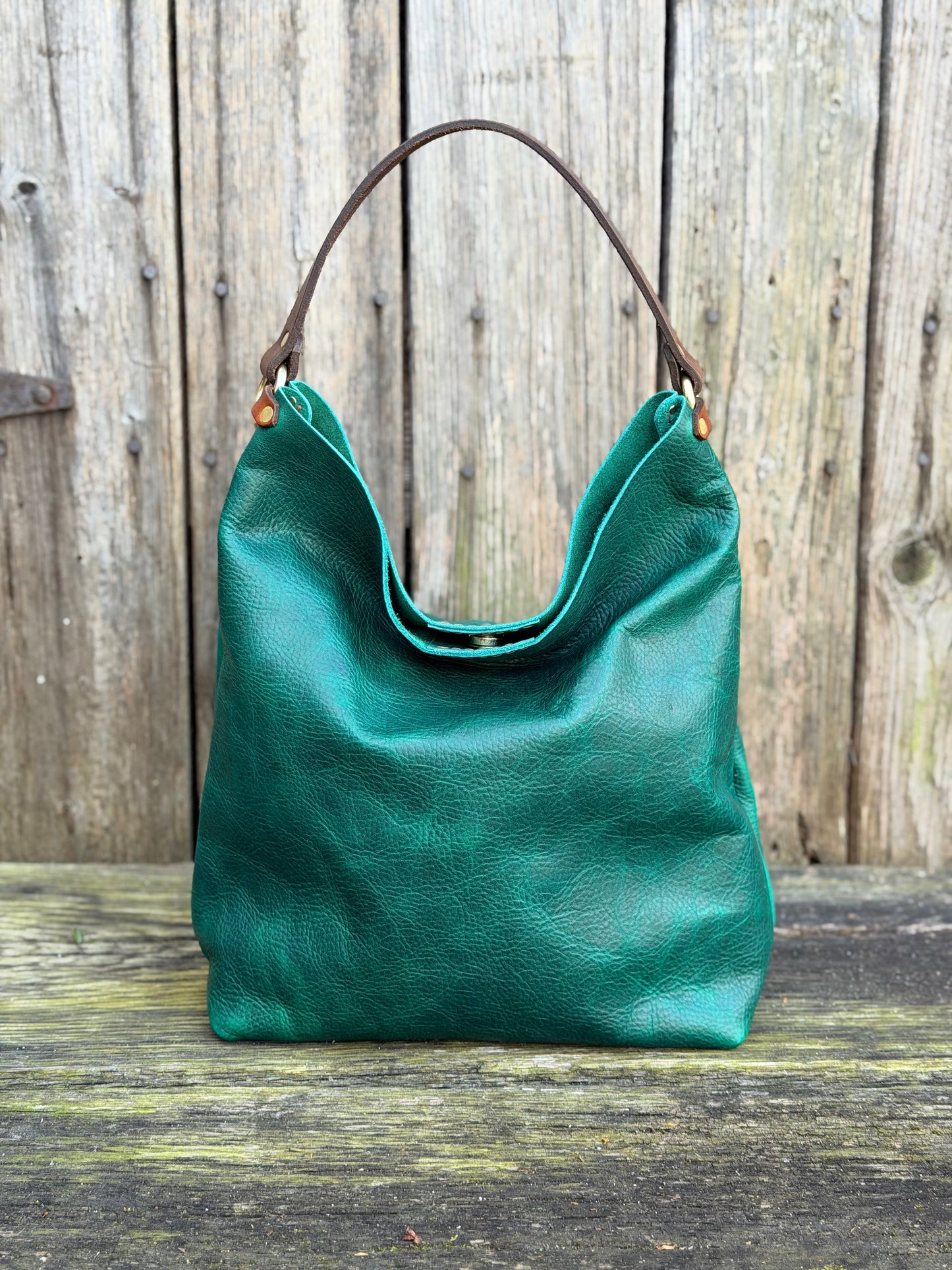 Scout Bucket in Emerald Cowhide