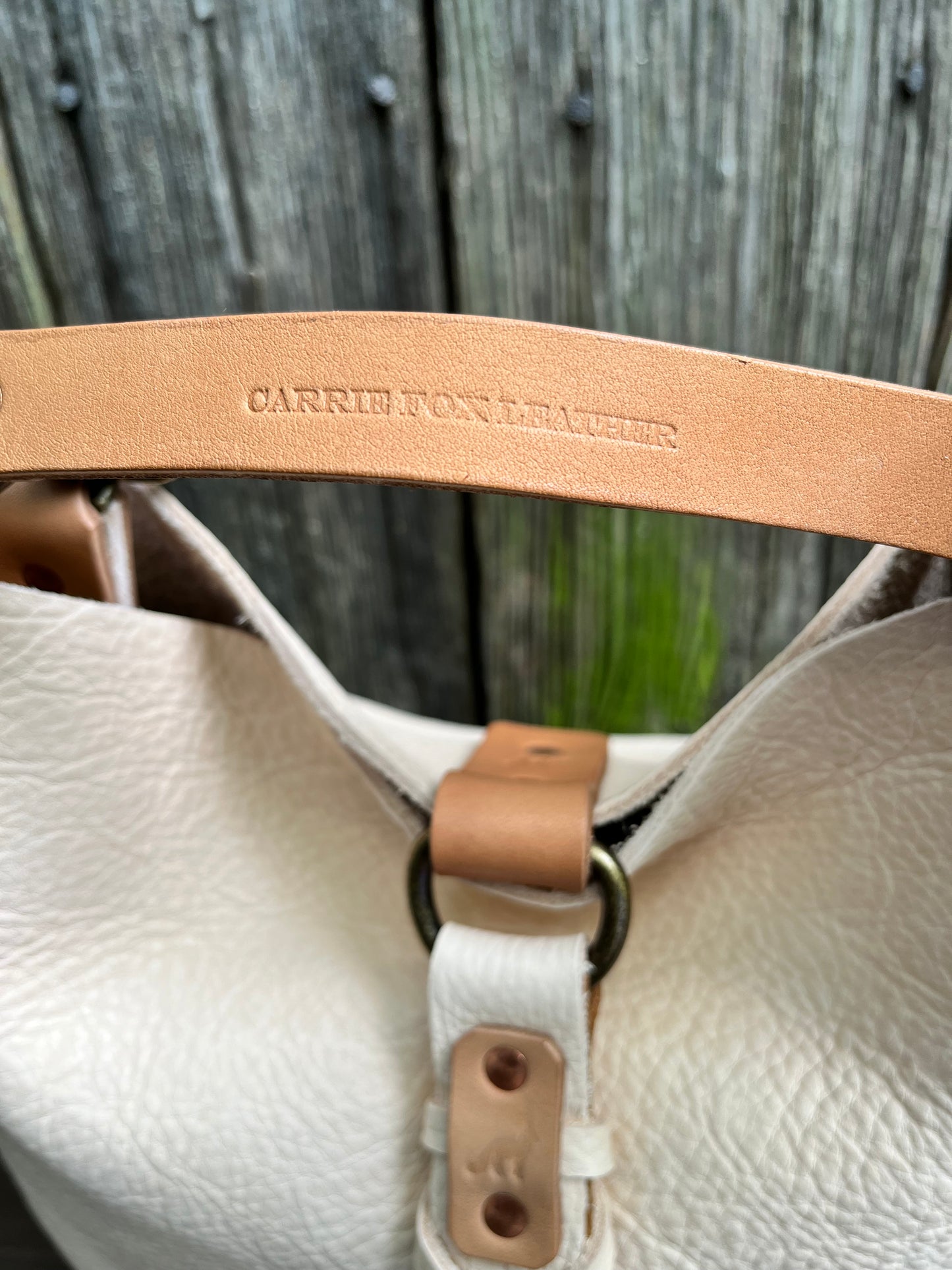 Barcelona Mini Bucket in Vanilla Milled Veg Tan with Horween Essex Handle & Fox Tag Tassel