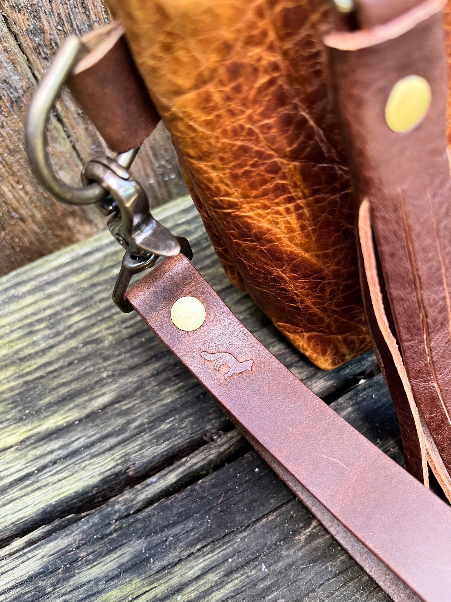 Pipsqueak Wristlet/Crossbody in Peanut Bison with Dark Brown Leather Accents