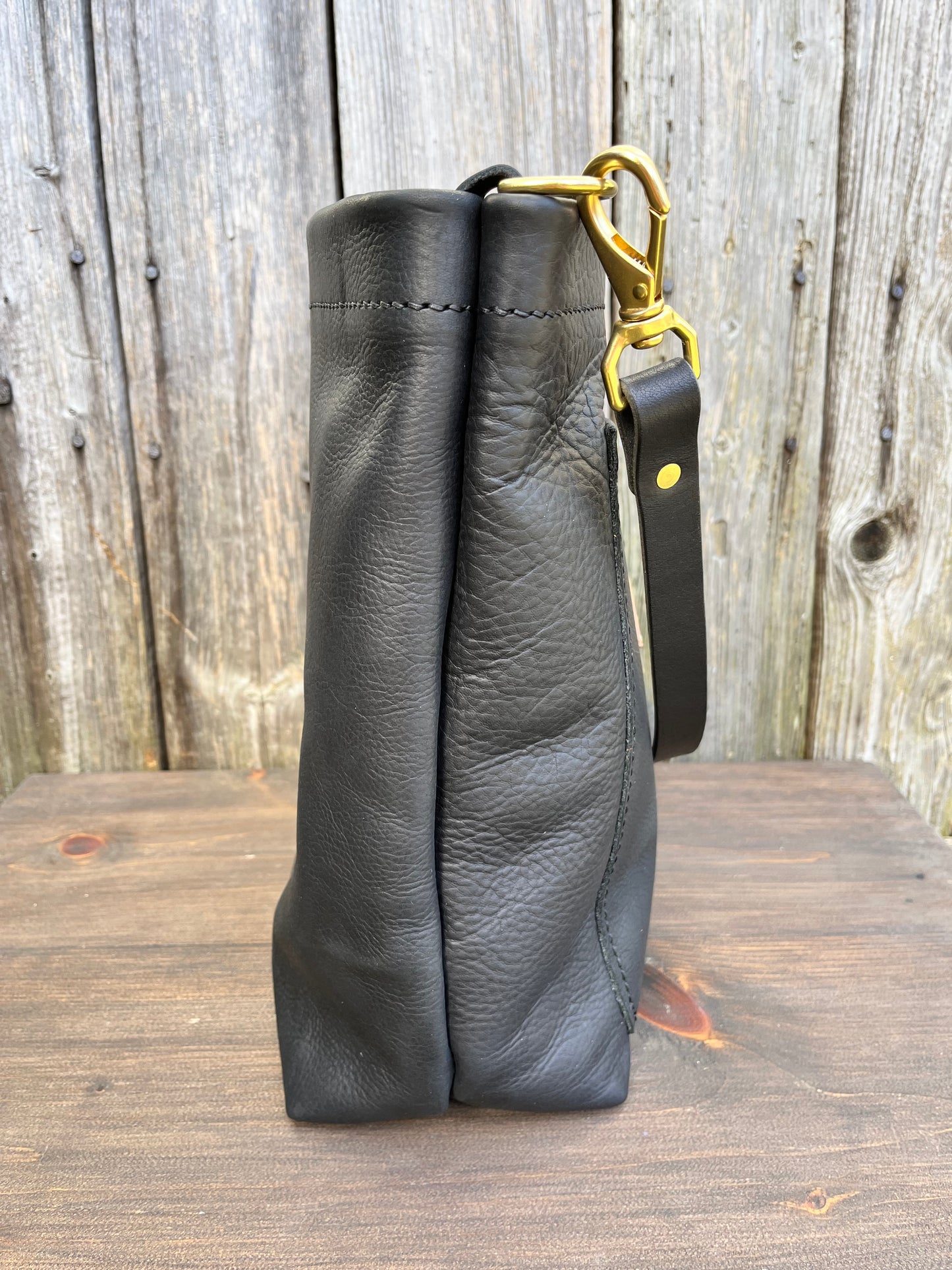 Bonnie Bucket in Black Kodiak with Adjustable Horween Strap