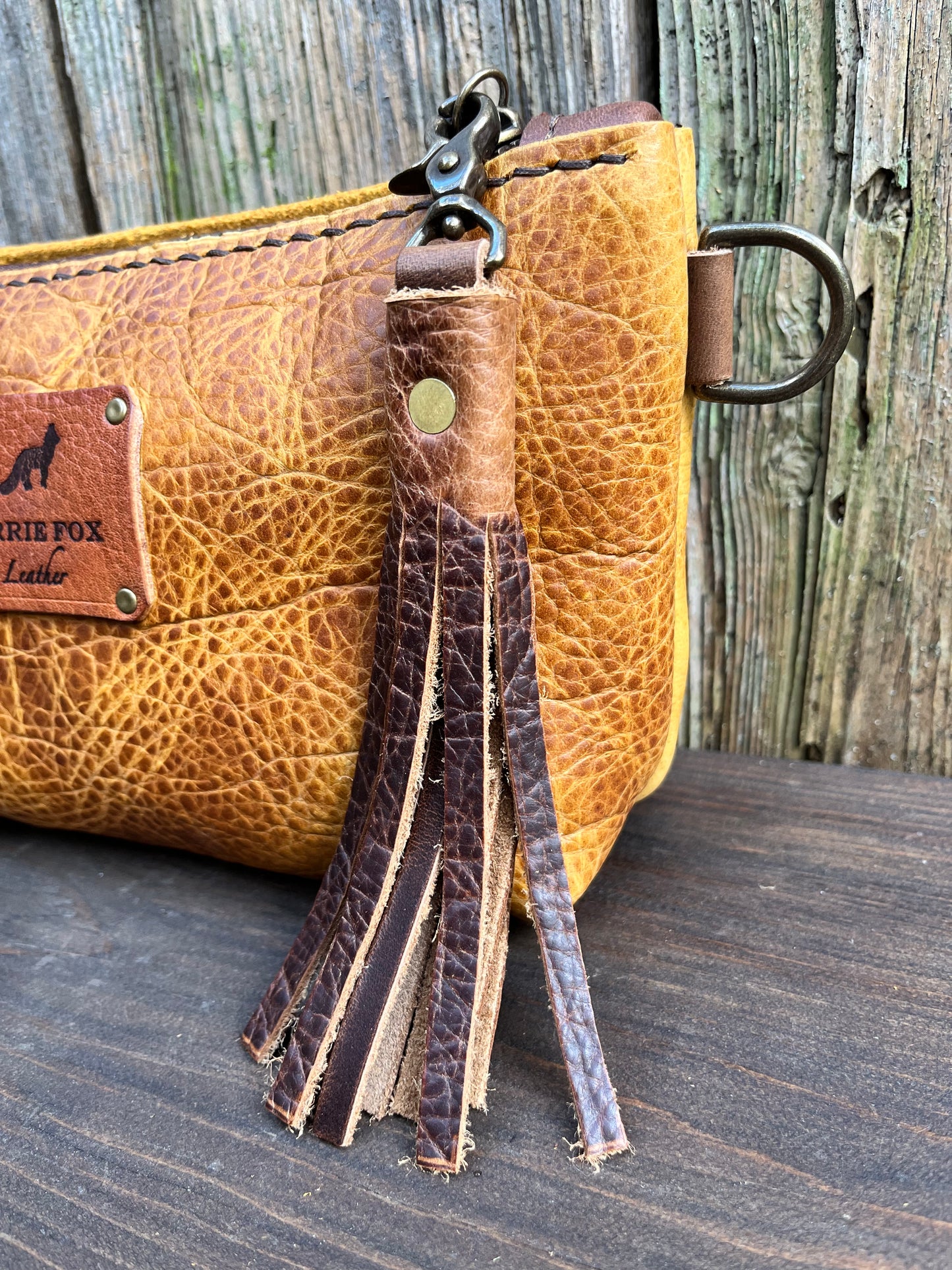 Pipsqueak Wristlet/Crossbody in Peanut Bison with Dark Brown Leather Accents