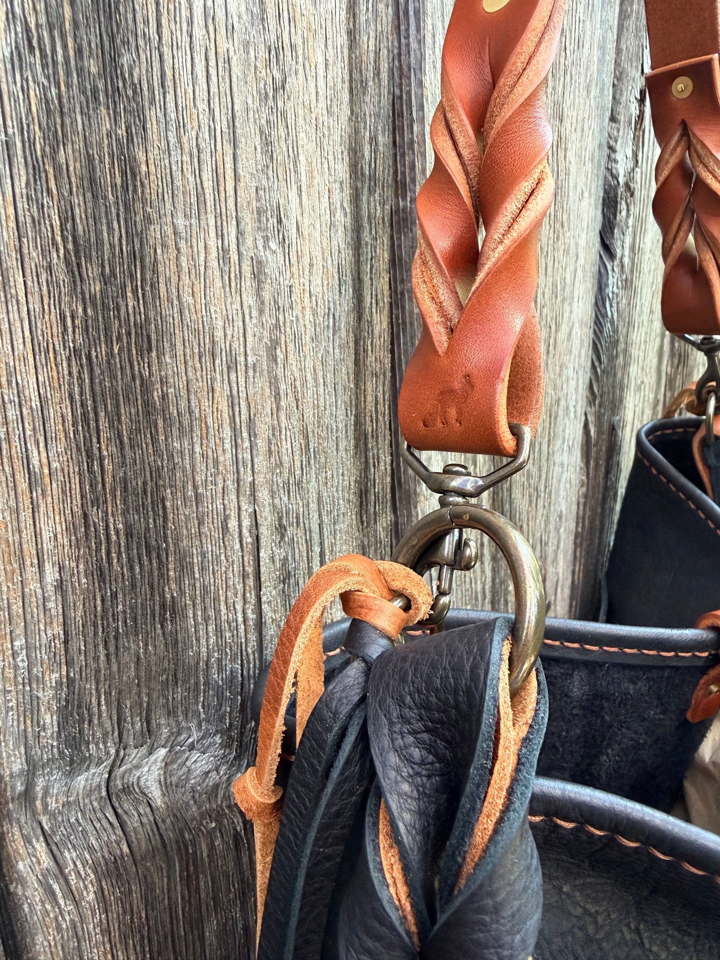 Chalet Bag in Distressed Black Bison for Lisa