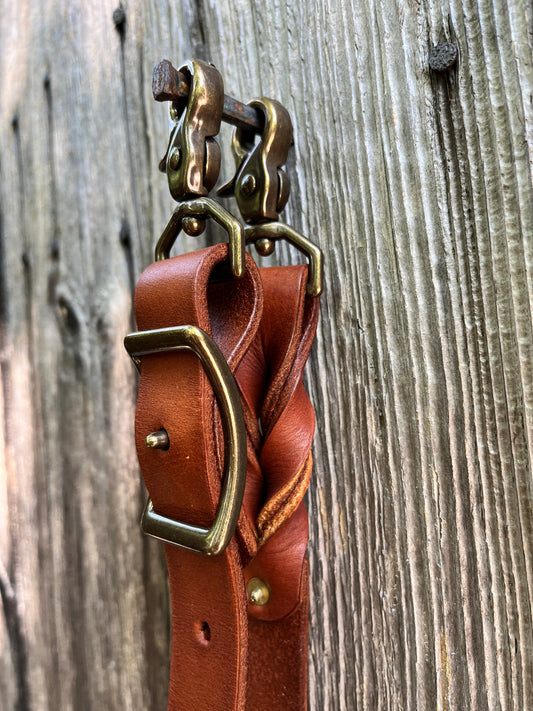 Solid Brass Conway Crossbody Strap in Cognac Horween Leather (Adjustable)