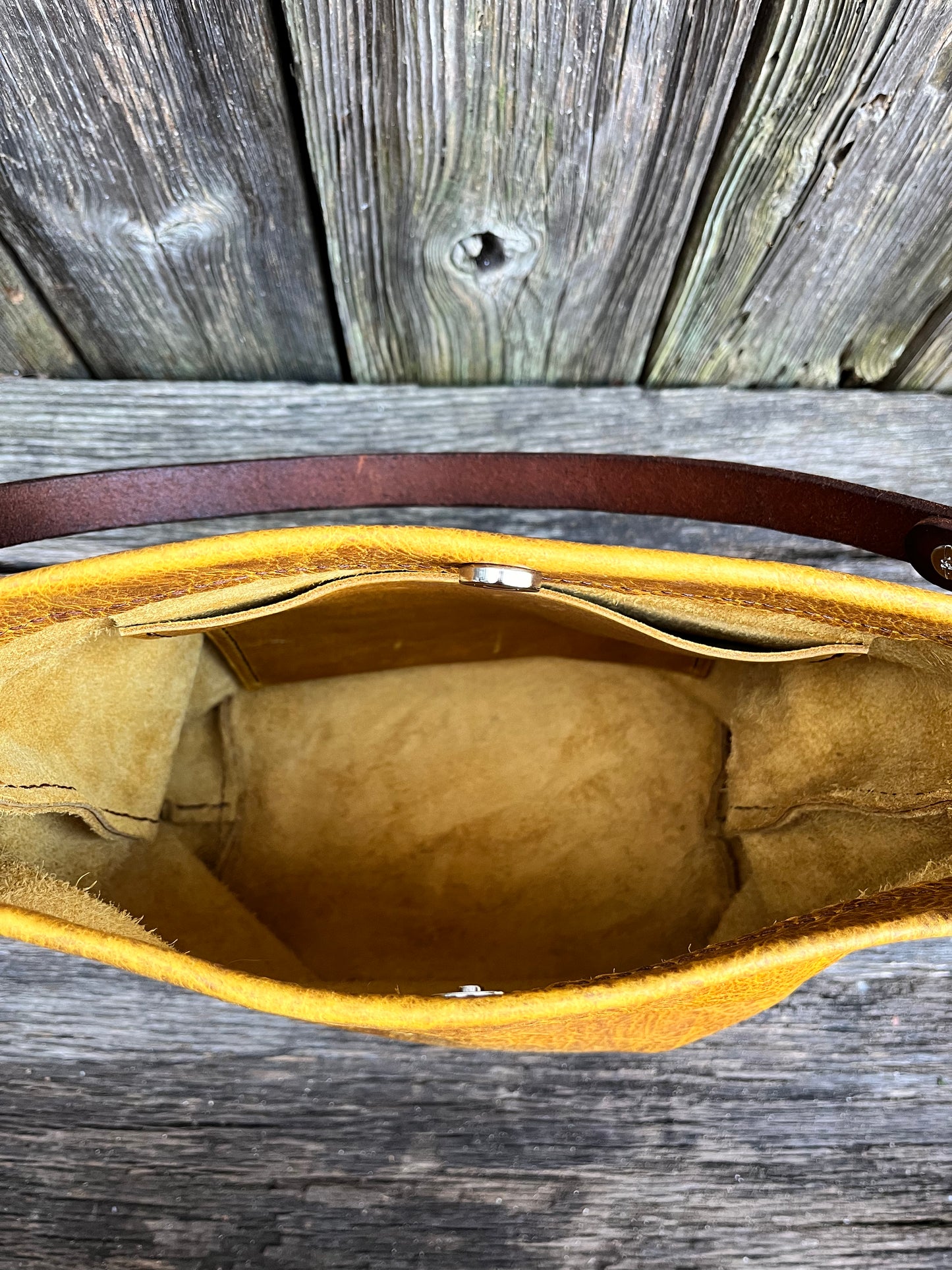 Carrie Hobo in Mustard Bison with Standard Leather Strap