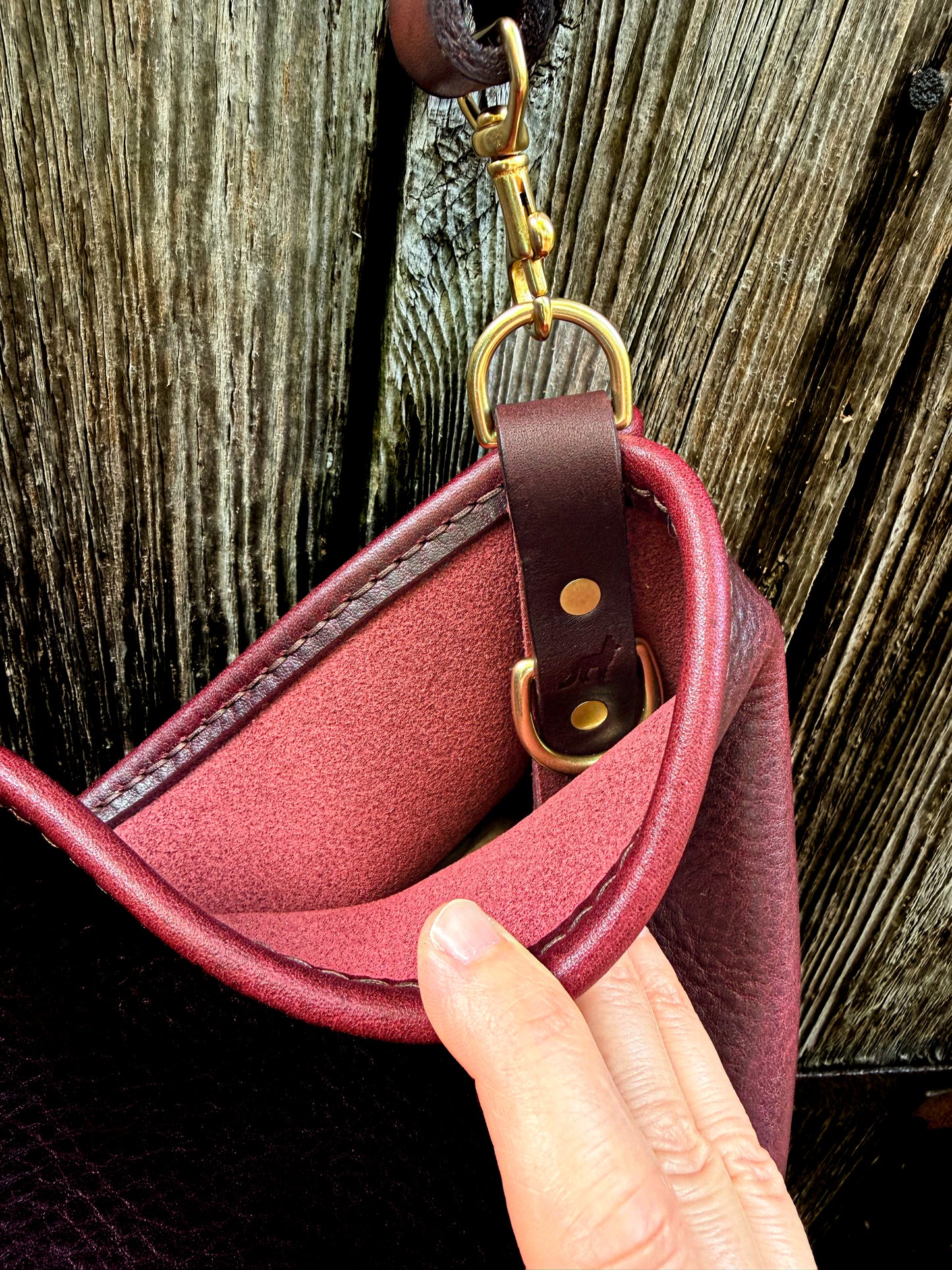 Rodeo Large Bucket in Oxblood Leather with Horween Dark Brown Strap