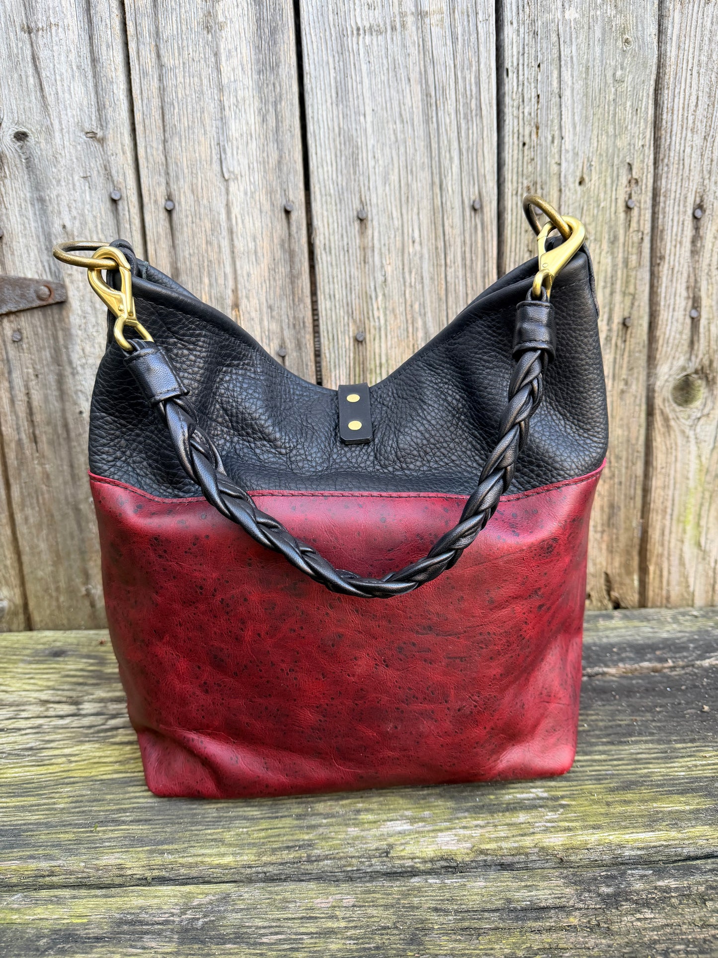 Custom Black Leather Throwover Tassel Closure for Karen